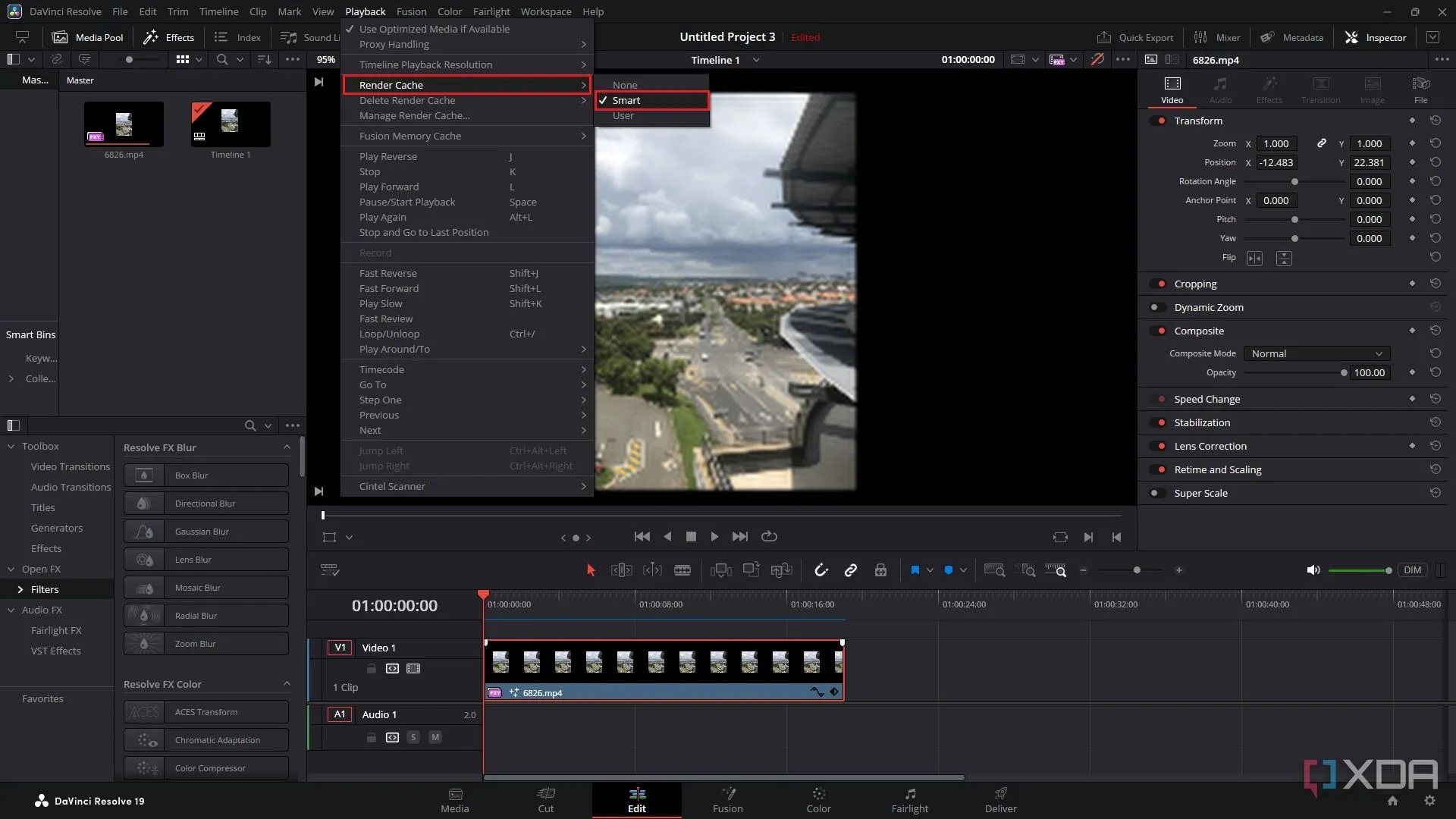 Bật chế độ Smart Render Cache trong DaVinci Resolve giúp tối ưu hiệu suất