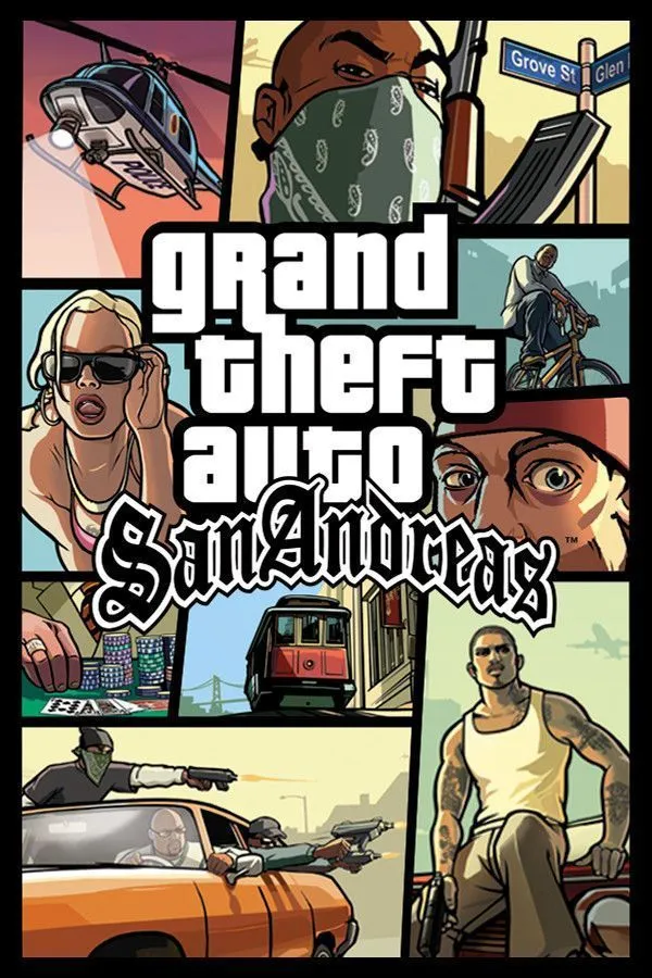 Bìa game Grand Theft Auto: San Andreas, siêu phẩm thế giới mở trên Xbox đời đầu