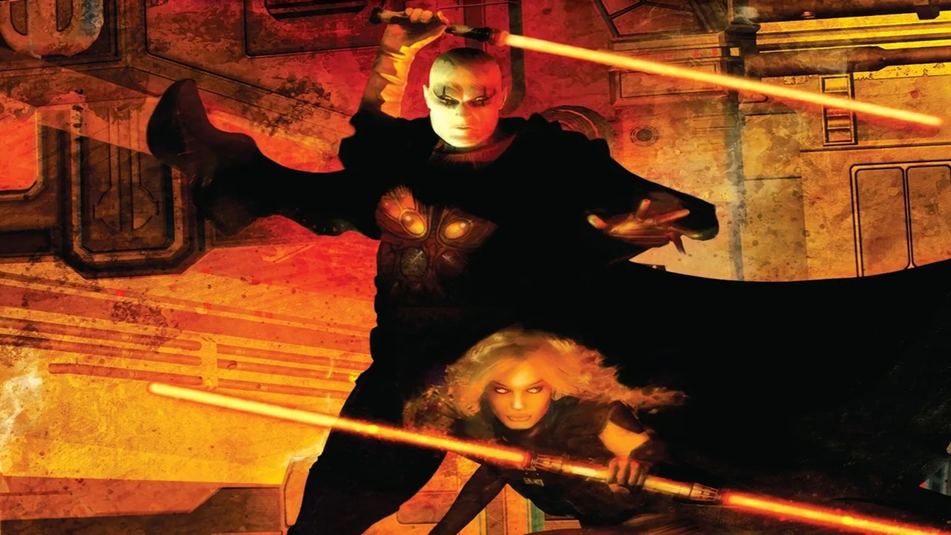 Bìa tiểu thuyết Darth Bane: Quy Tắc Hai Người với Darth Bane và Zannah - Vũ trụ Star Wars Legends