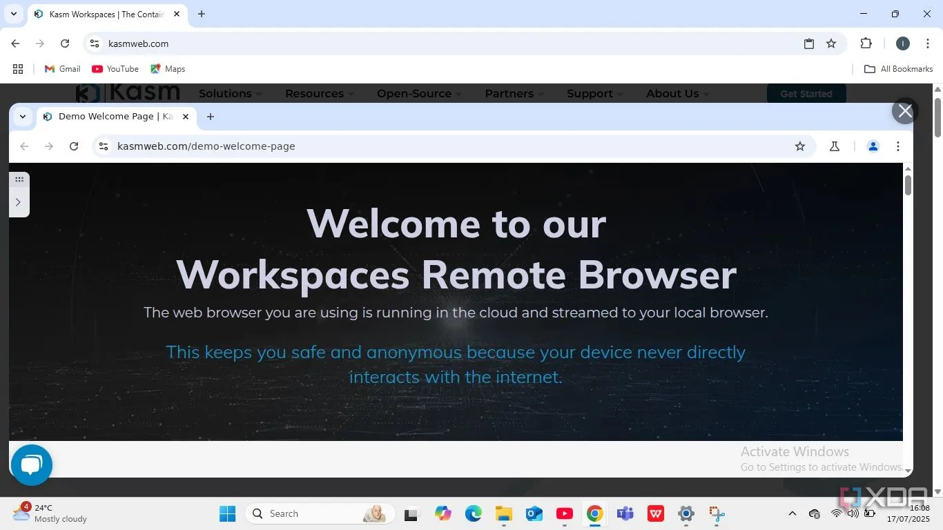 Biểu tượng duyệt web ẩn danh thể hiện tính năng bảo vệ quyền riêng tư của Kasm