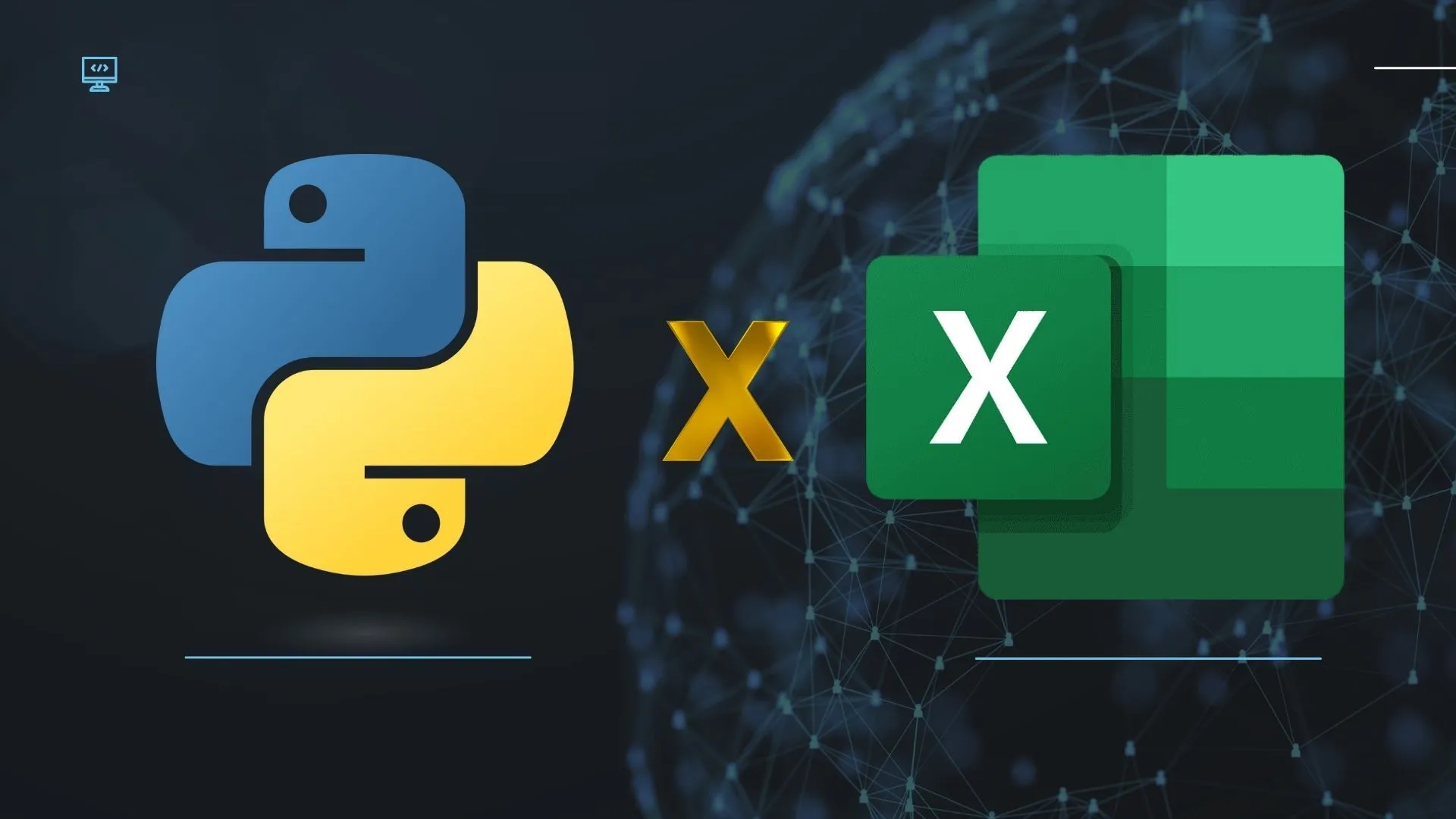 Biểu tượng Excel và Python trên màn hình máy tính thể hiện tích hợp dữ liệu