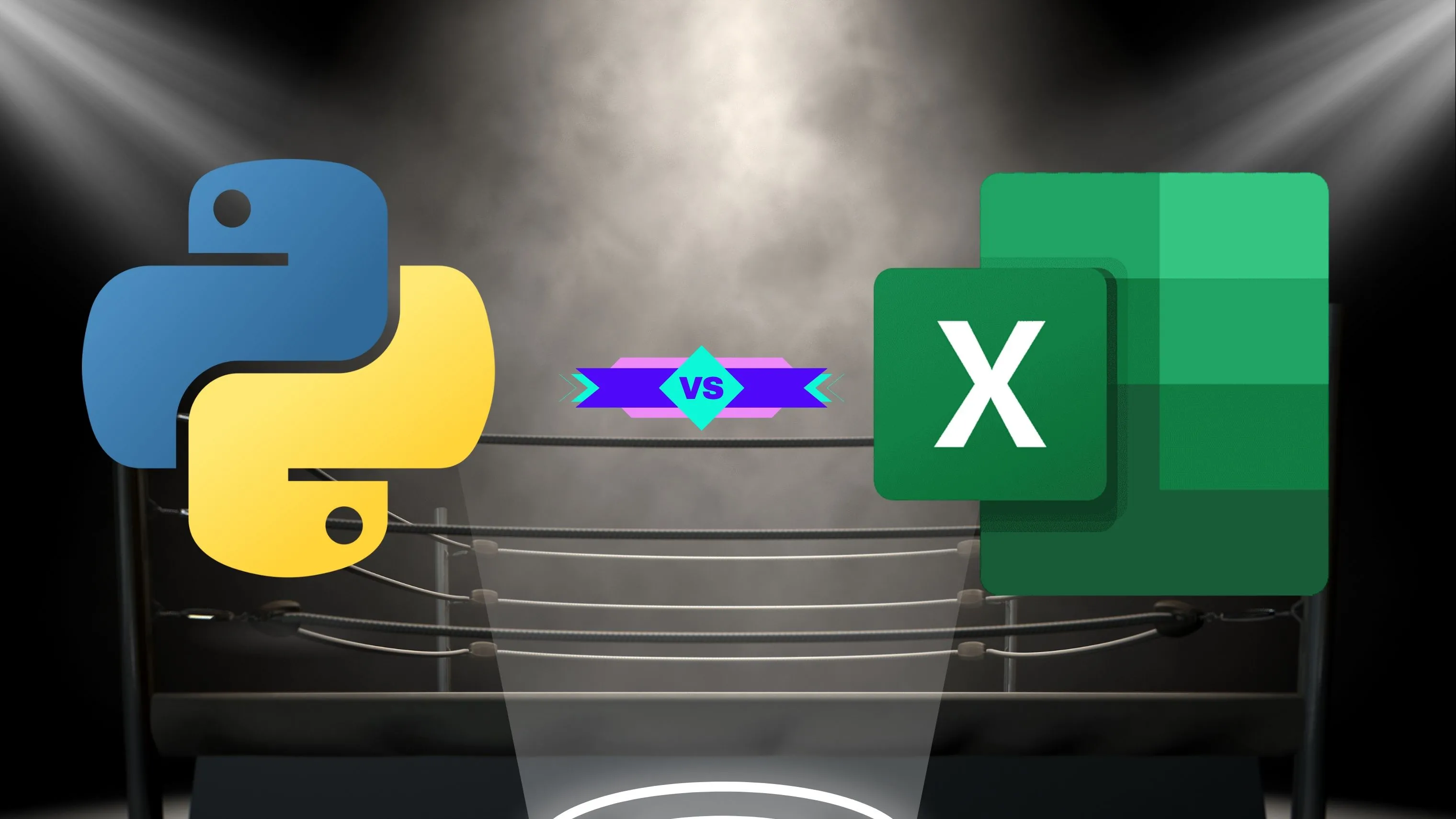 Biểu tượng Python và Excel cạnh nhau thể hiện sự tích hợp và so sánh sức mạnh phân tích dữ liệu giữa hai công cụ.
