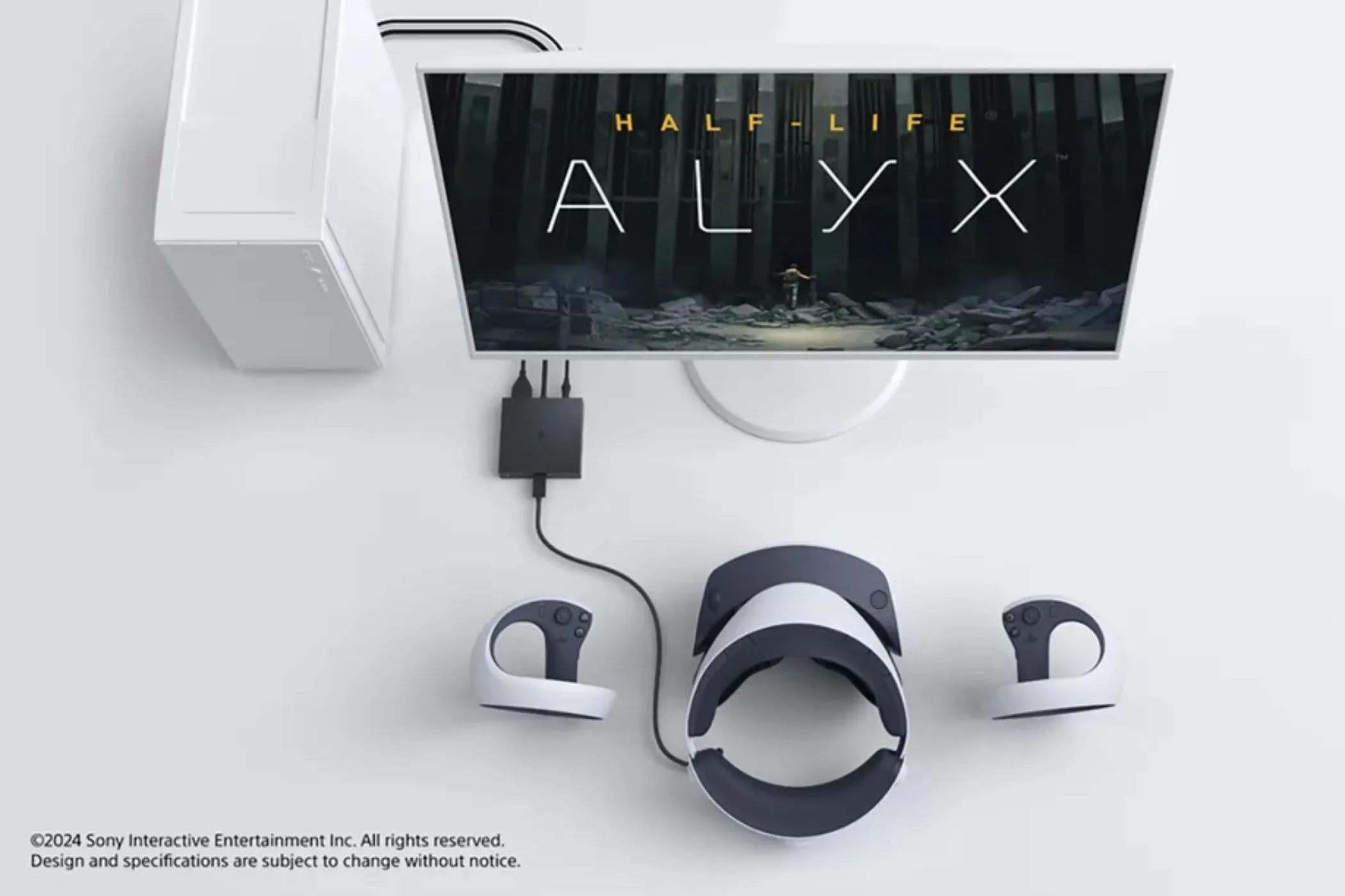 Bộ chuyển đổi PlayStation VR2 PC đang hoạt động cùng PC, cho phép chơi Half-Life Alyx trên nền tảng PC