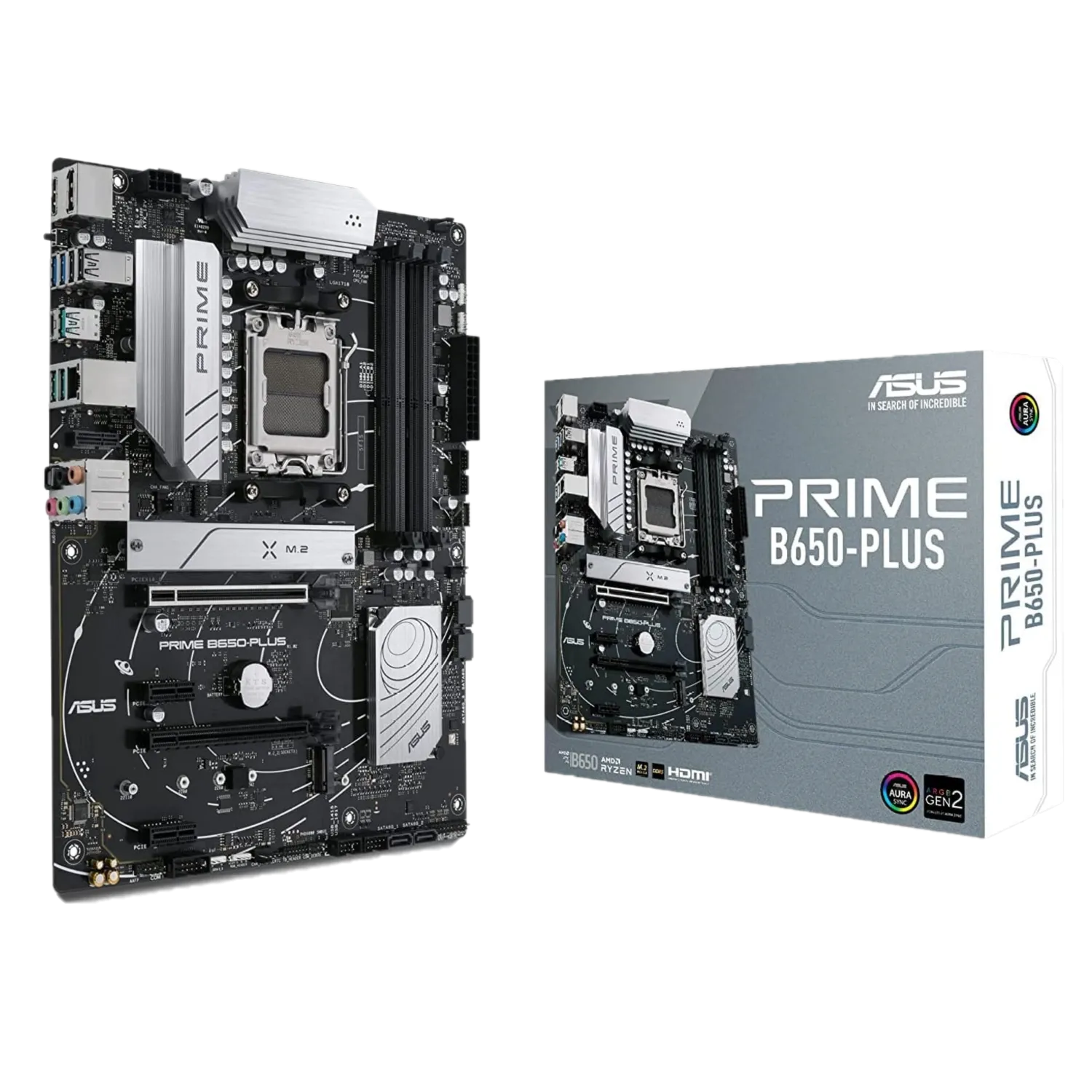 Bo mạch chủ Asus Prime B650-Plus với các cổng kết nối và khe cắm PCIe