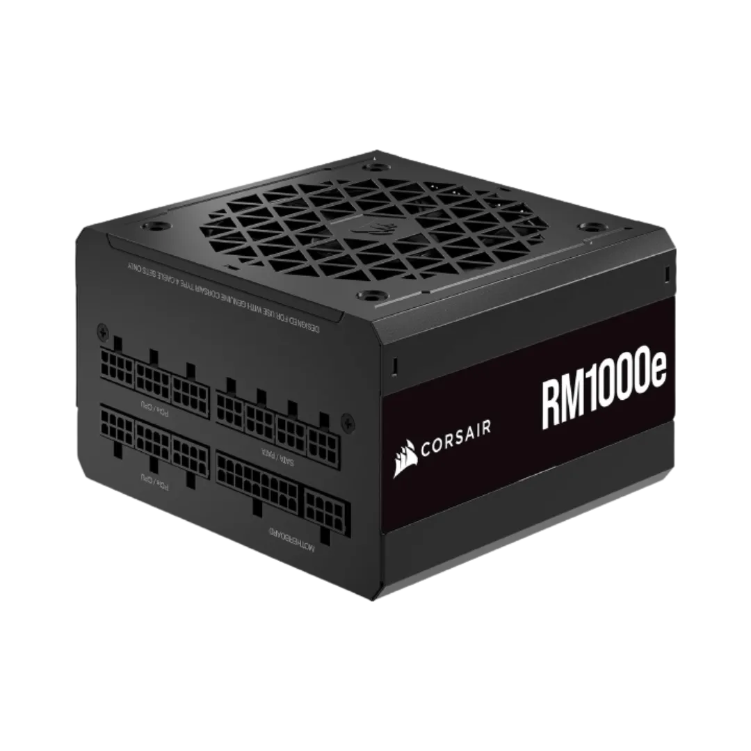 Bộ nguồn Corsair RM1000e chuẩn ATX 3.0 với công suất 1000W, phù hợp cho các GPU đời mới.