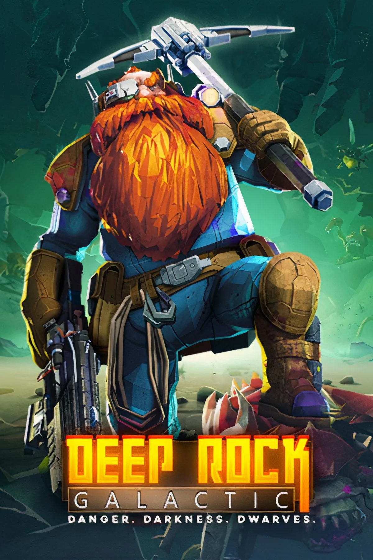 Bốn người lùn khai thác Deep Rock Galactic với vũ khí, khám phá hang động ngoài hành tinh đầy quái vật.