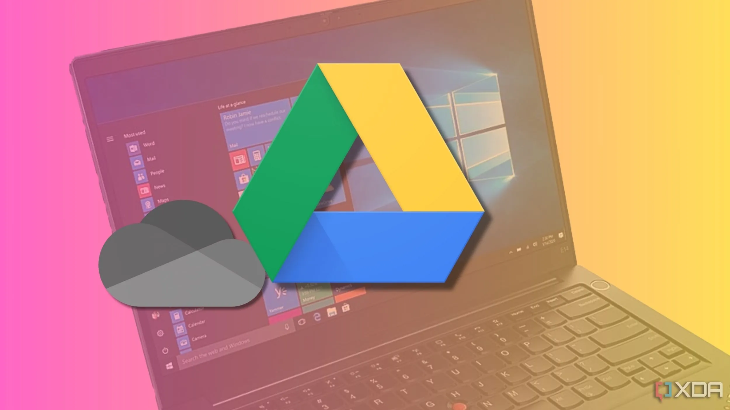 Các logo dịch vụ lưu trữ đám mây phổ biến như Google Drive, Dropbox, OneDrive tượng trưng cho sự phân tán dữ liệu