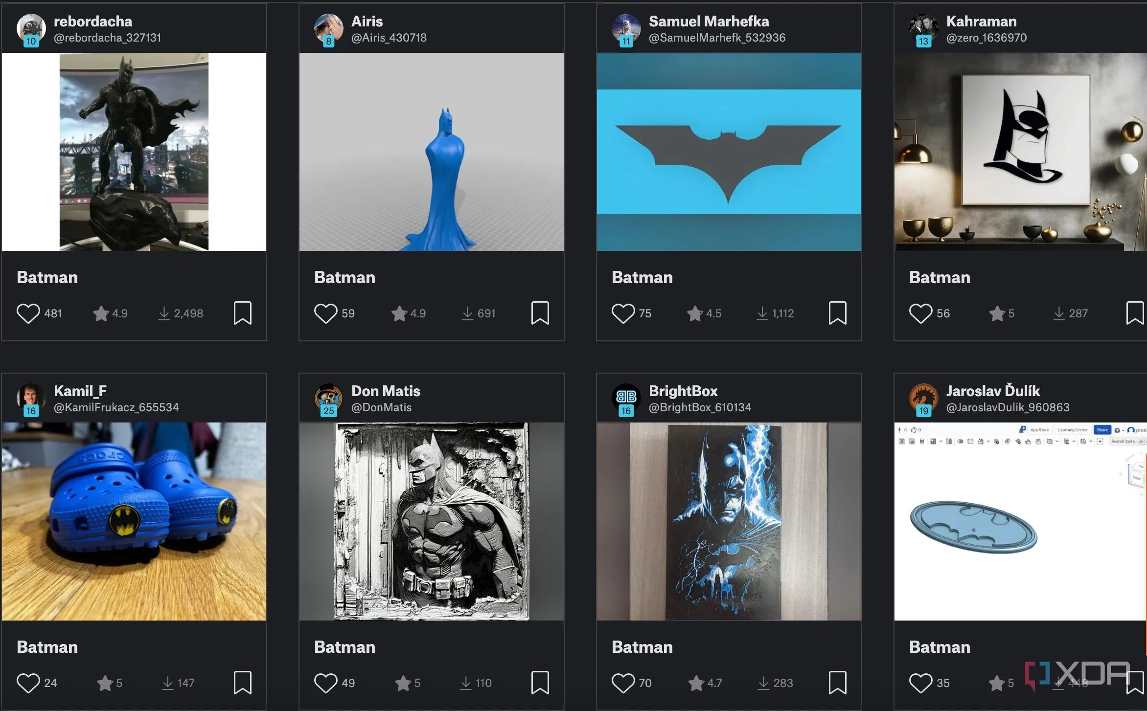 Các mẫu tượng Batman có thể in 3D