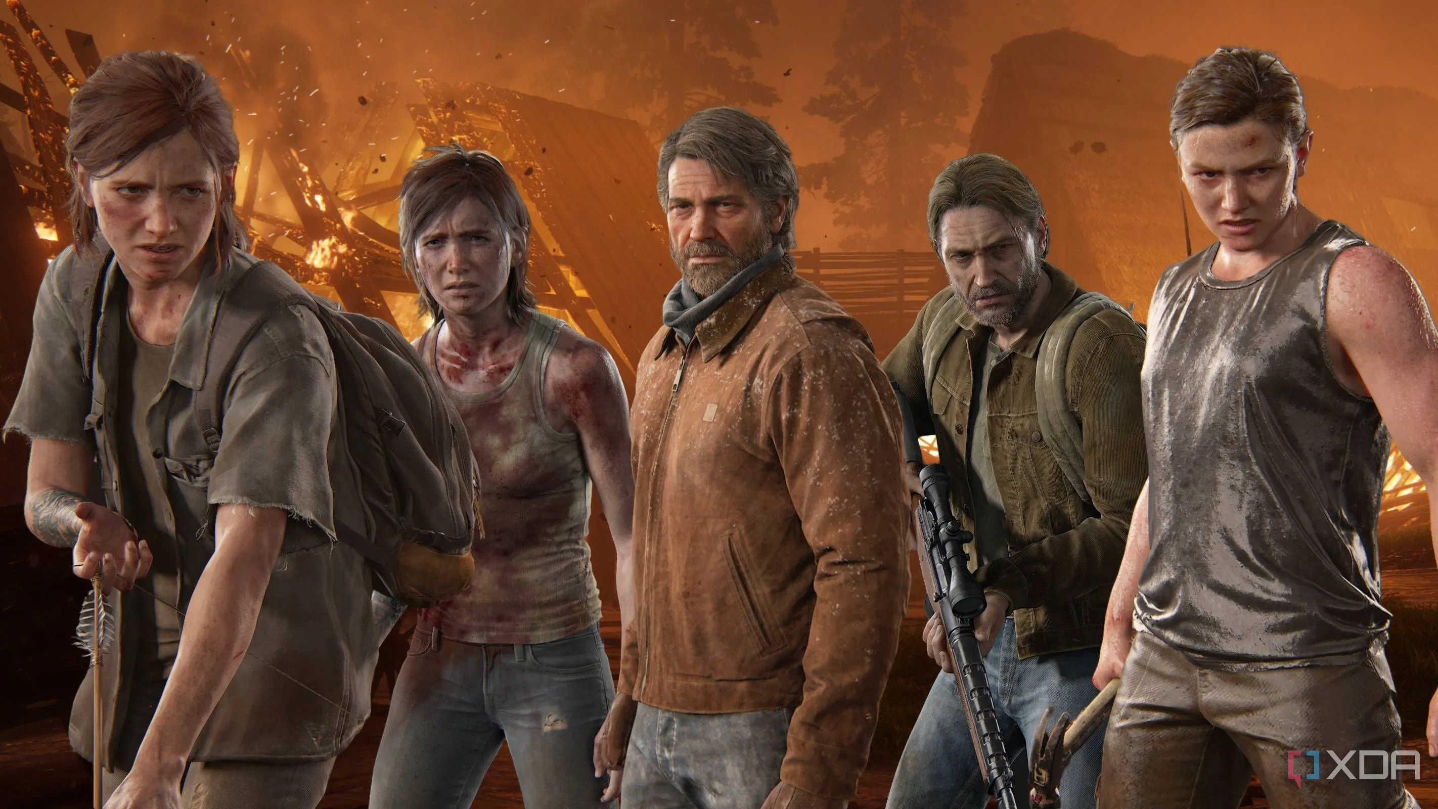 Các nhân vật chủ chốt Ellie, Joel, Tommy và Abby, trung tâm của cốt truyện The Last of Us Part II