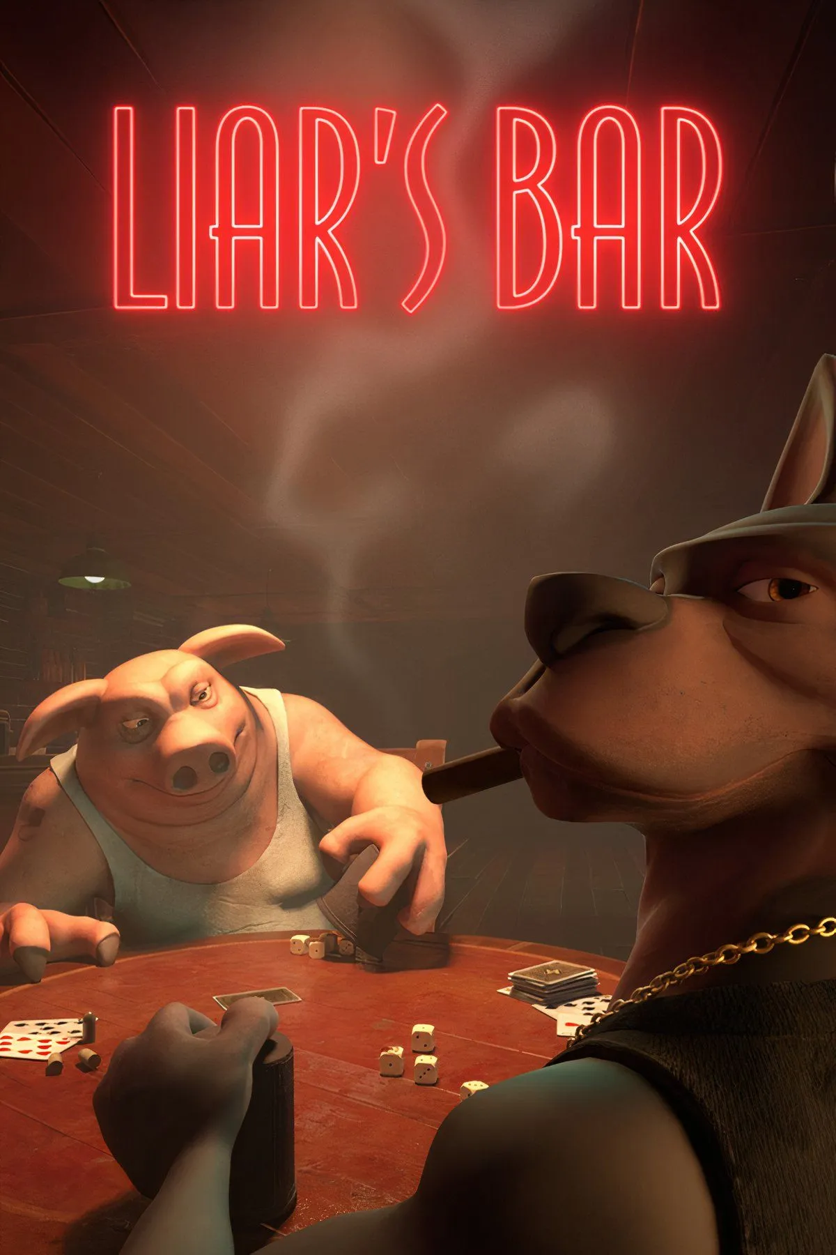 Các nhân vật hình người chơi bài trong quán bar Liar's Bar