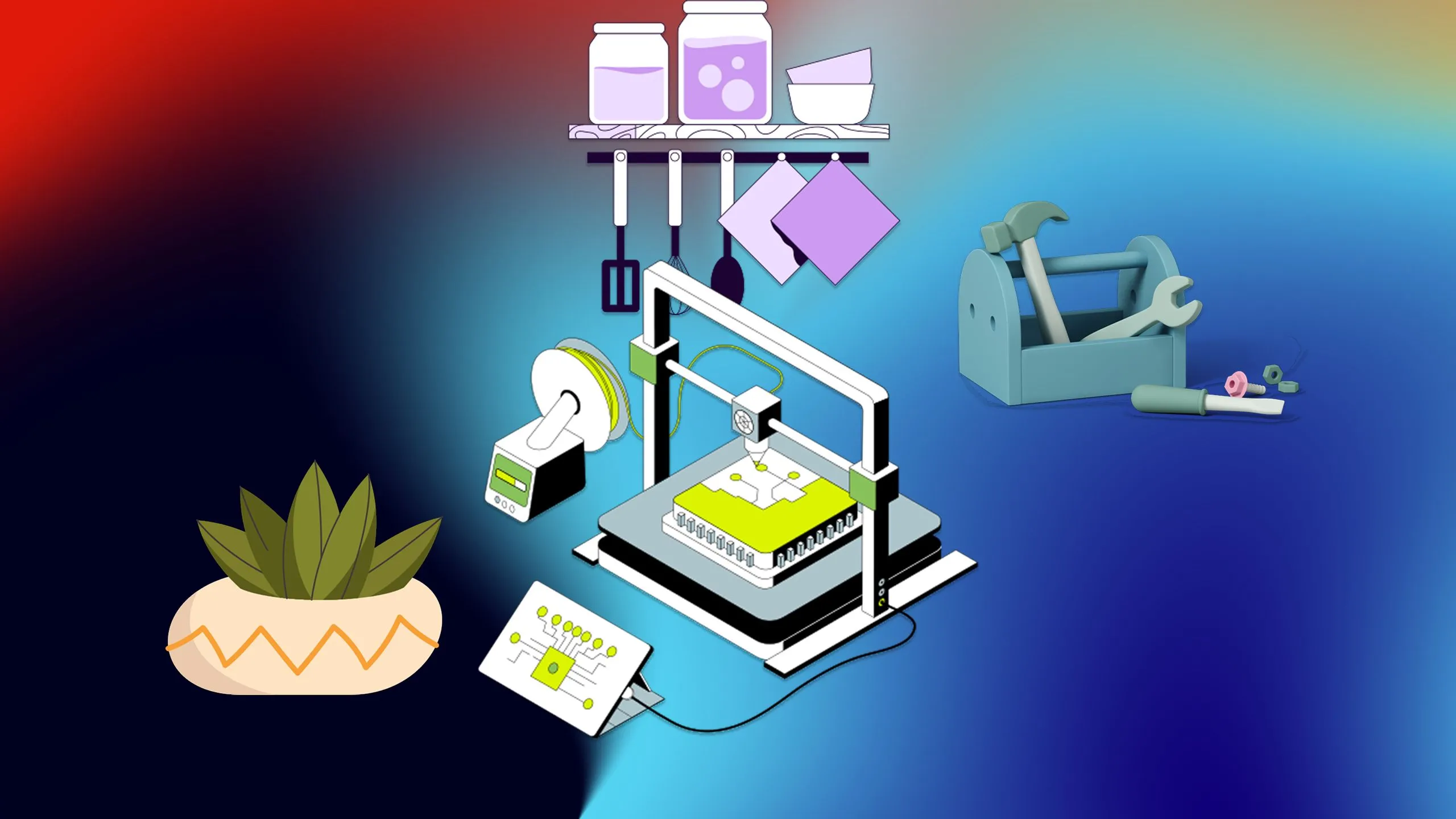 Các ứng dụng thực tế của máy in 3D FDM như đồ gia dụng và nguyên mẫu chức năng