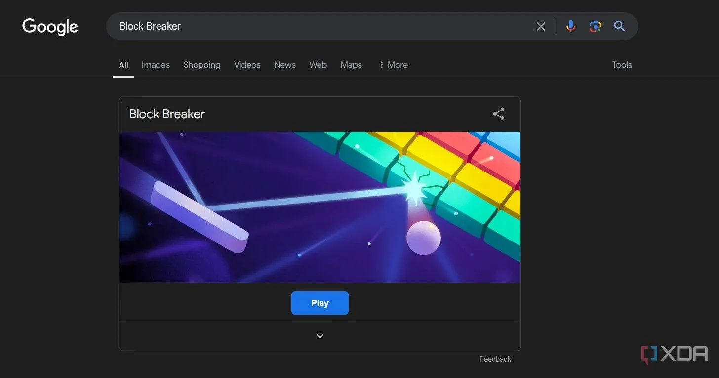 Cách truy cập game Block Breaker của Google qua kết quả tìm kiếm