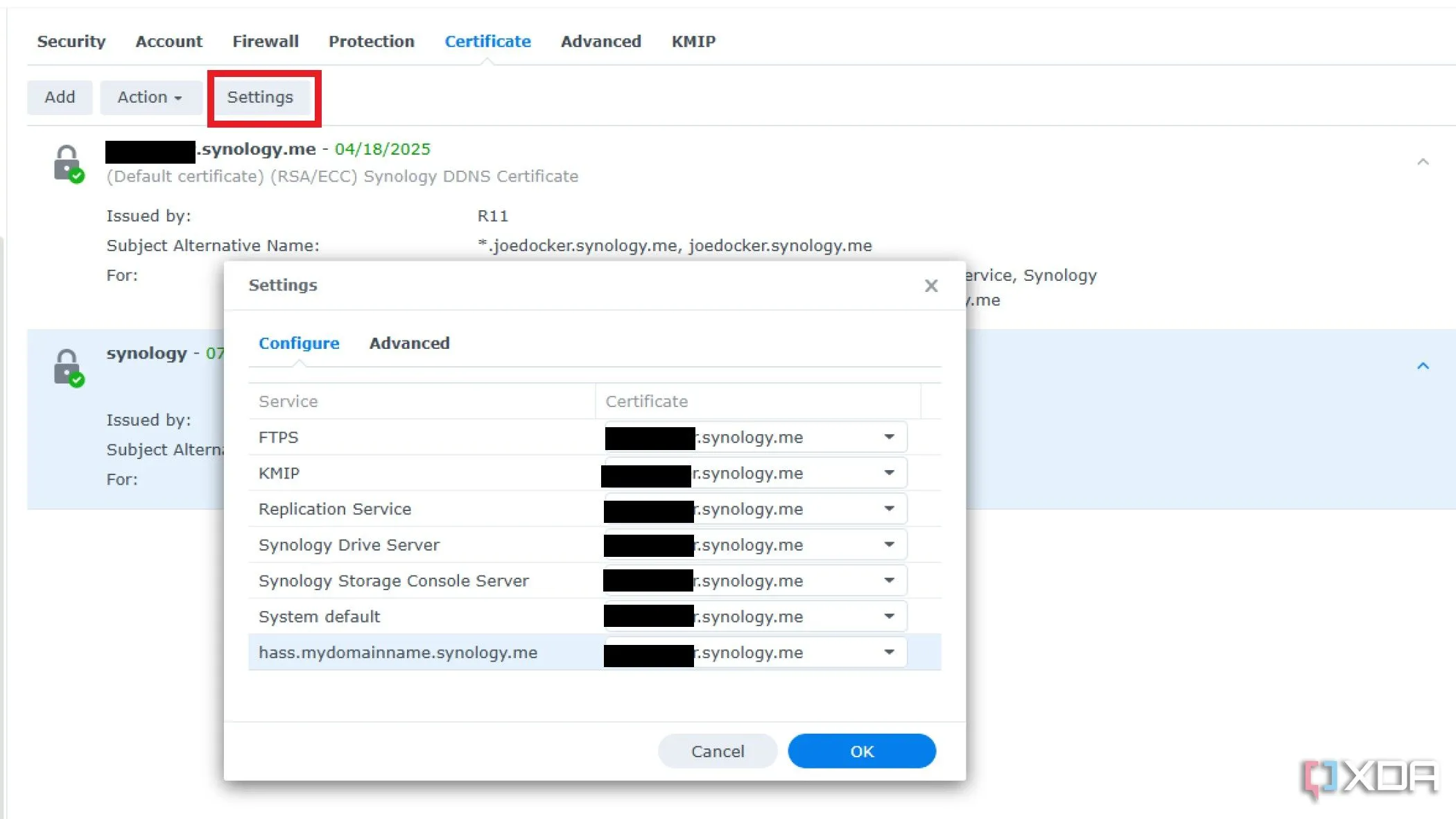 Cài đặt chứng chỉ SSL trong Synology DSM, gán chứng chỉ cho Reverse Proxy của Home Assistant.