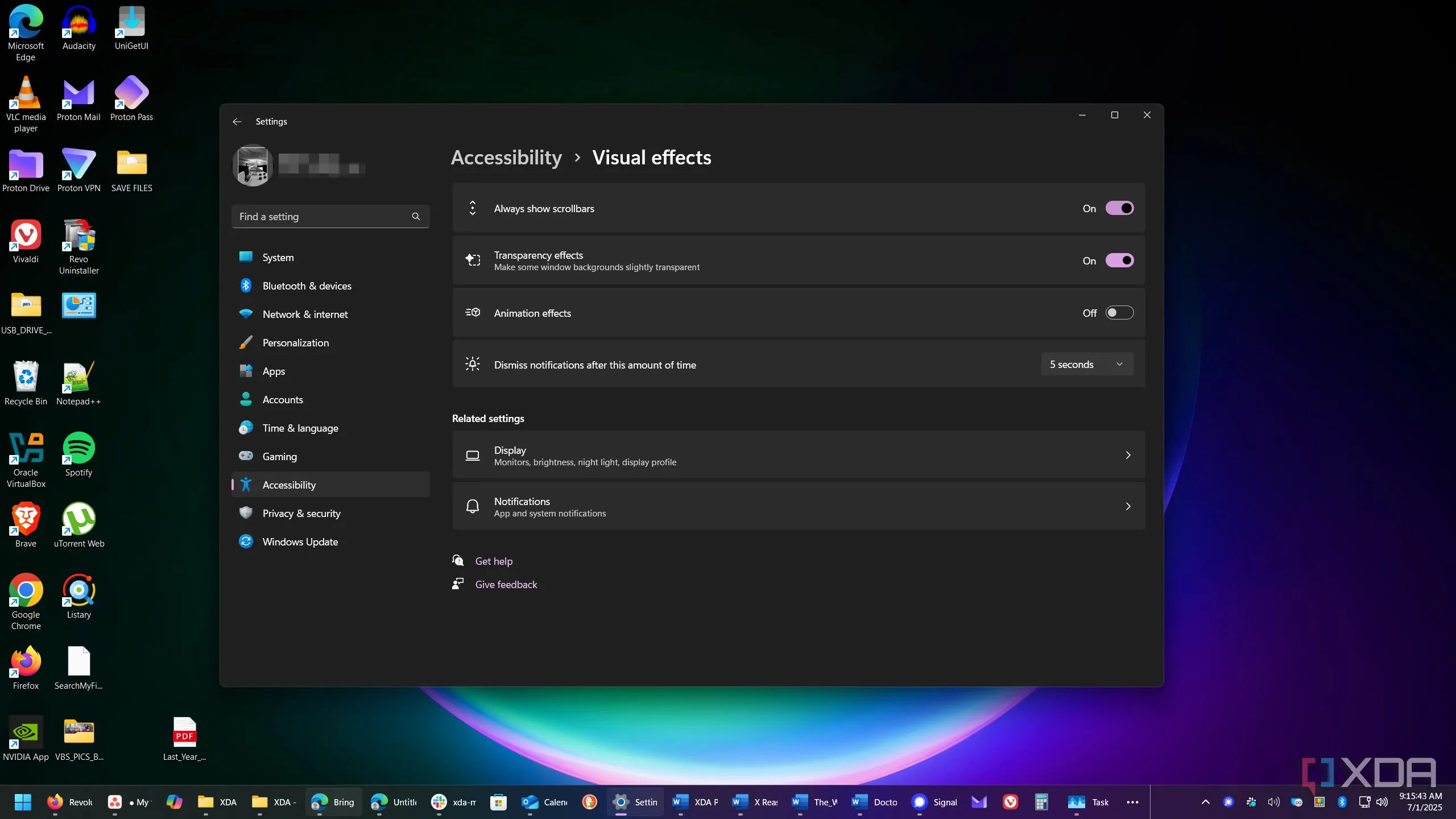 Cài đặt &quot;Luôn hiển thị thanh cuộn&quot; trong Windows 11 để tăng khả năng sử dụng