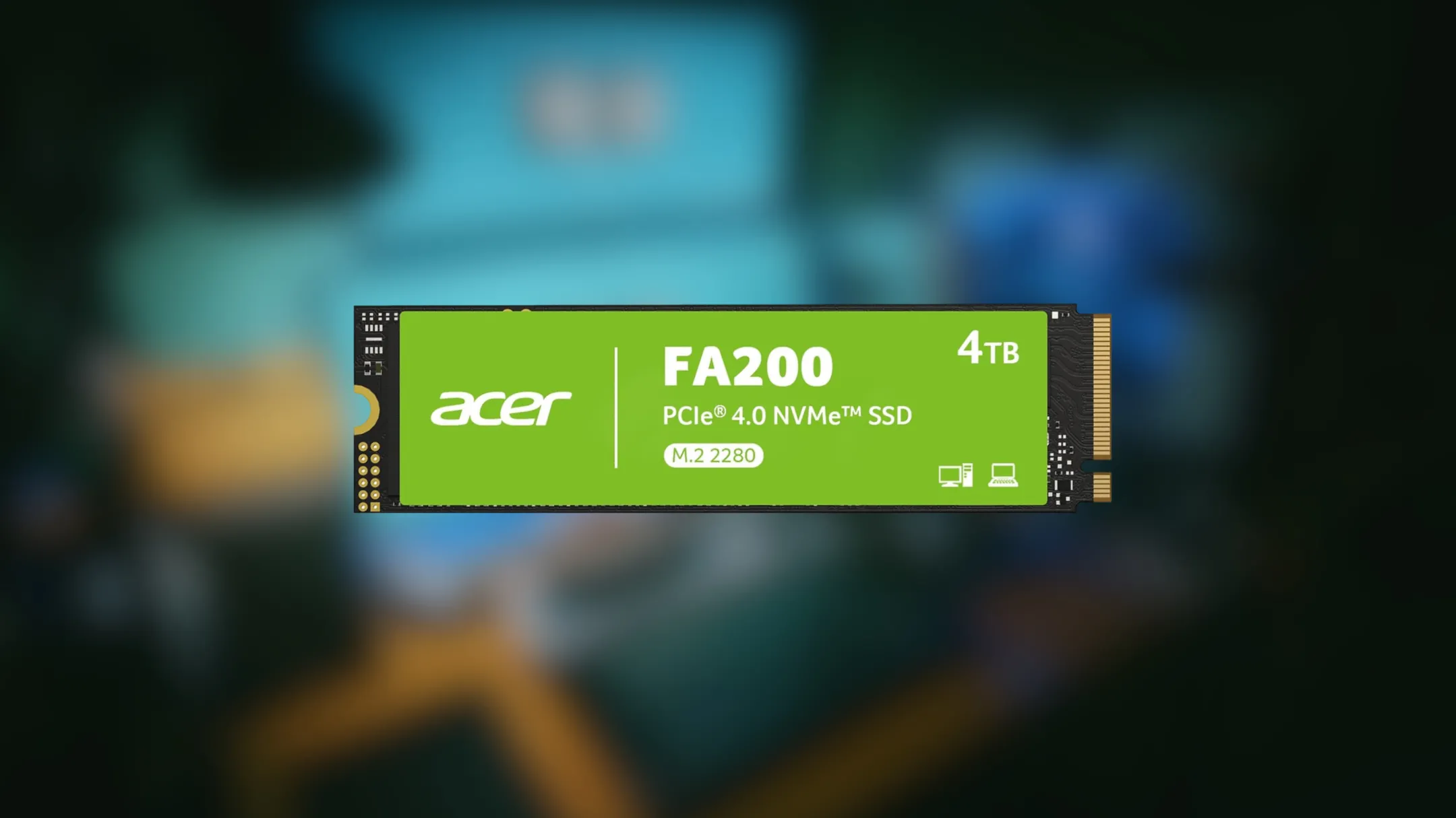 Cận cảnh SSD Acer FA200 M.2 Gen4 với chip nhớ và bộ điều khiển