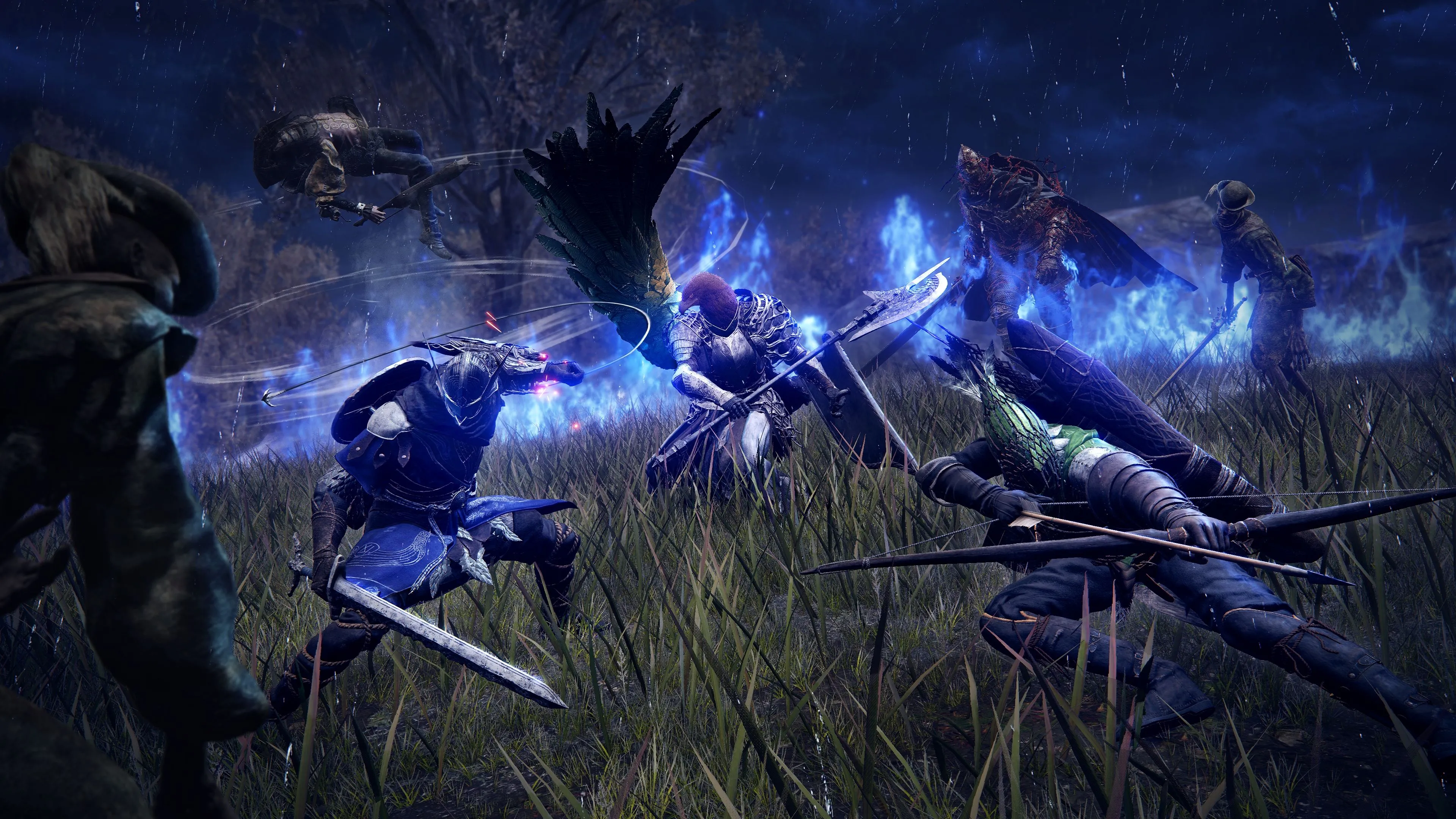 Cảnh chiến đấu cận chiến giữa nhân vật người chơi và quái vật trong gameplay của Elden Ring Nightreign