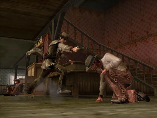 Cảnh chiến đấu của Colton trong game Gun tại Alhambra, thể hiện lối chơi bắn súng góc nhìn thứ ba.