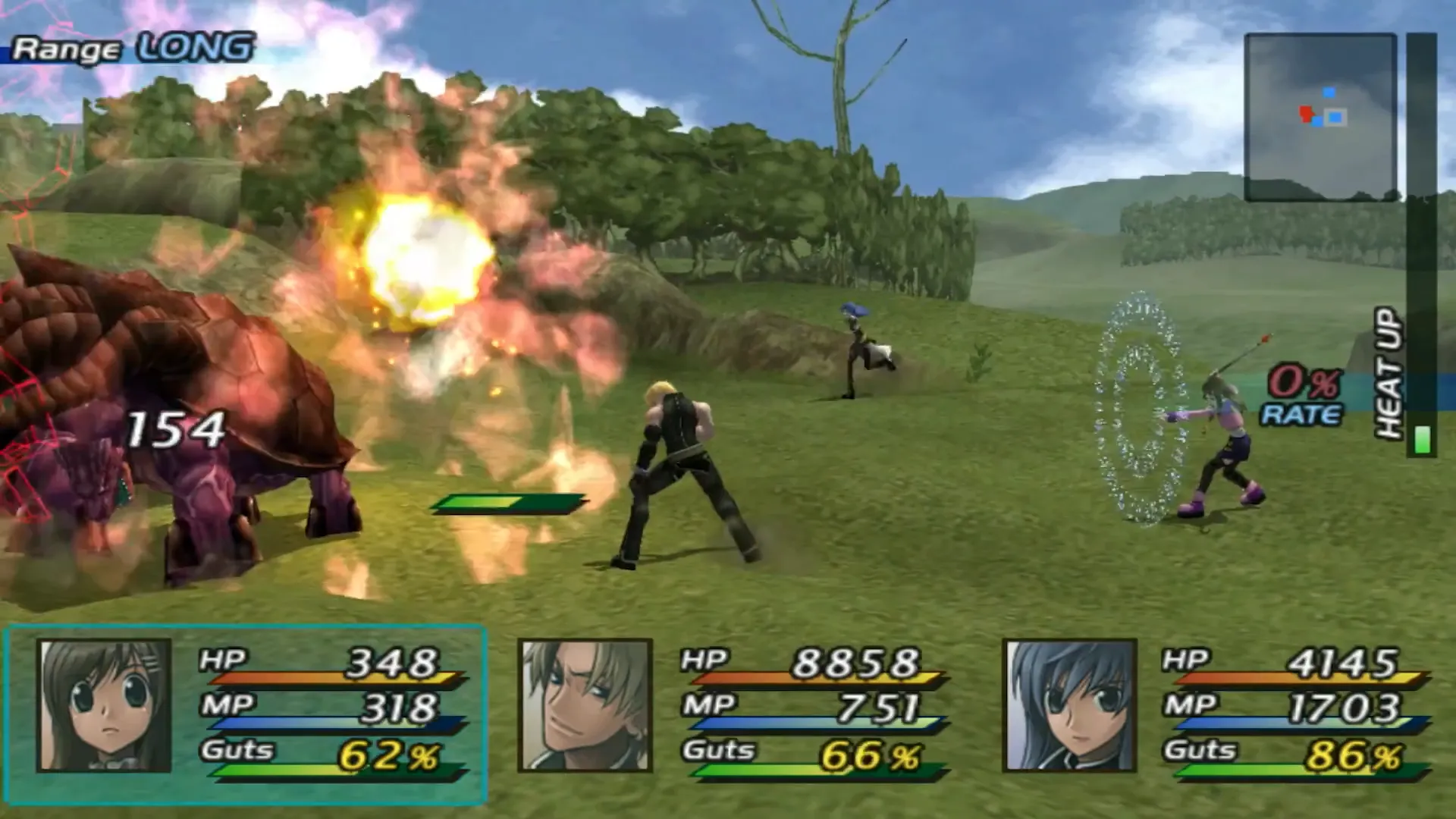 Cảnh chiến đấu từ Star Ocean: Till the End of Time, tựa game nổi bật với cơ chế nhân vật có thể chết khi hết MP.