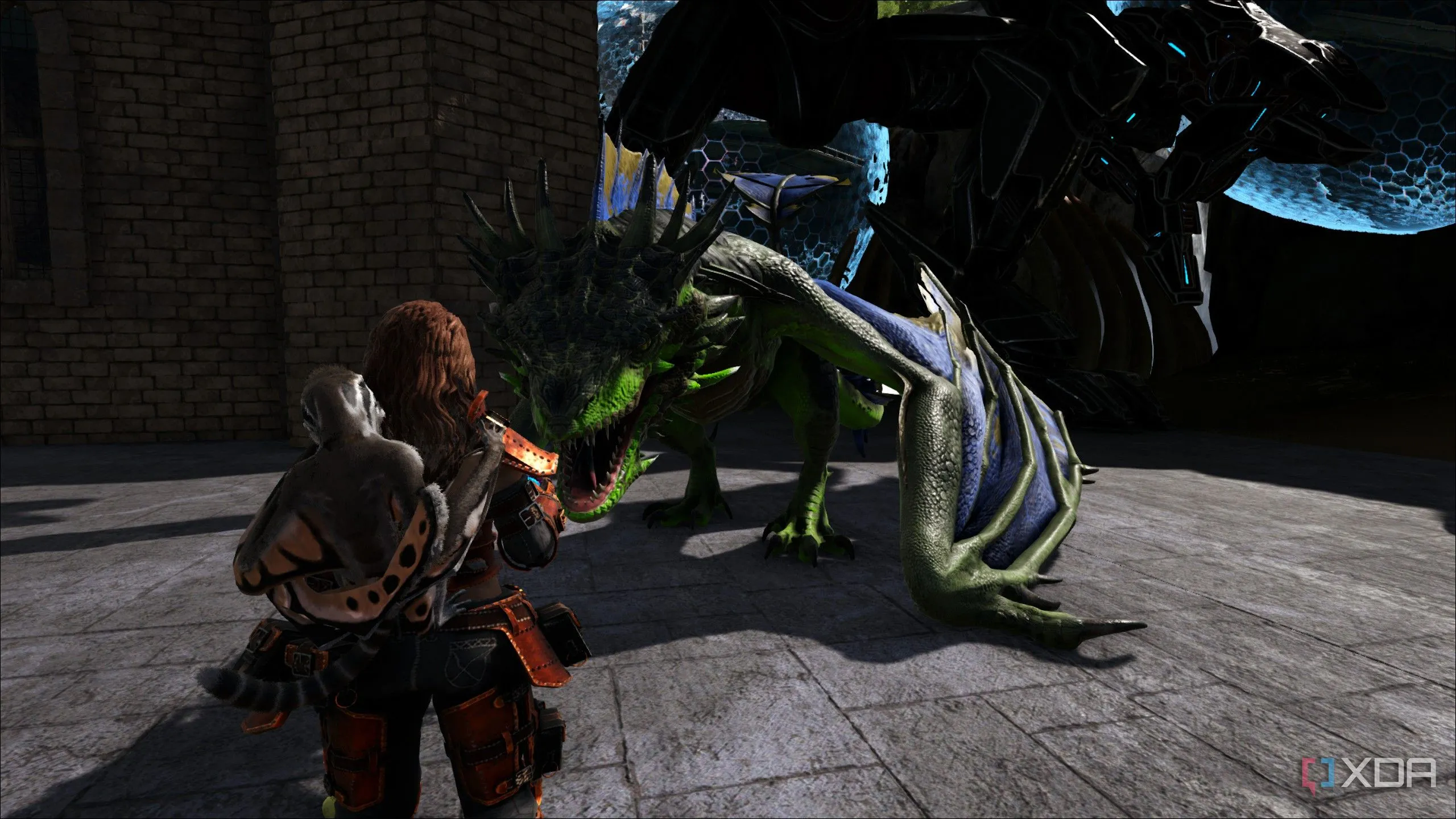 Cảnh chơi game Ark: Survival Evolved trên máy tính với card đồ họa cũ, thể hiện tình trạng hiệu suất trước khi dùng Lossless Scaling.