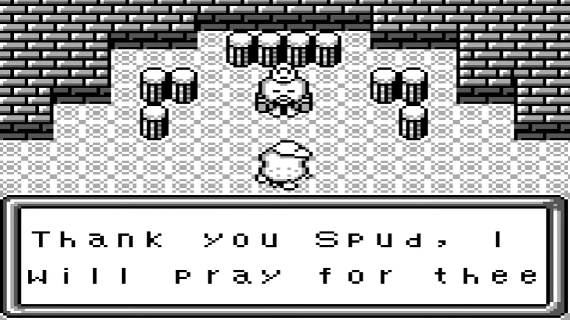 Cảnh chơi game Spud's Adventure trên Game Boy, thể hiện yếu tố phiêu lưu và RPG