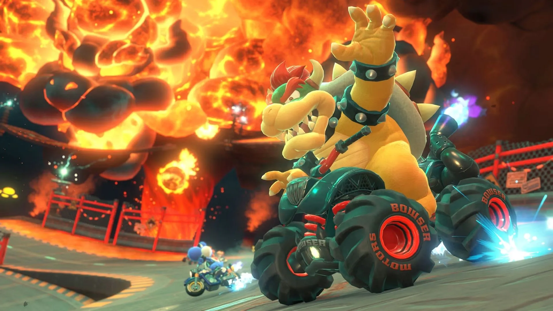 Cảnh đua xe đầy kịch tính trong khu rừng khủng long Dino Dino Jungle của Mario Kart World