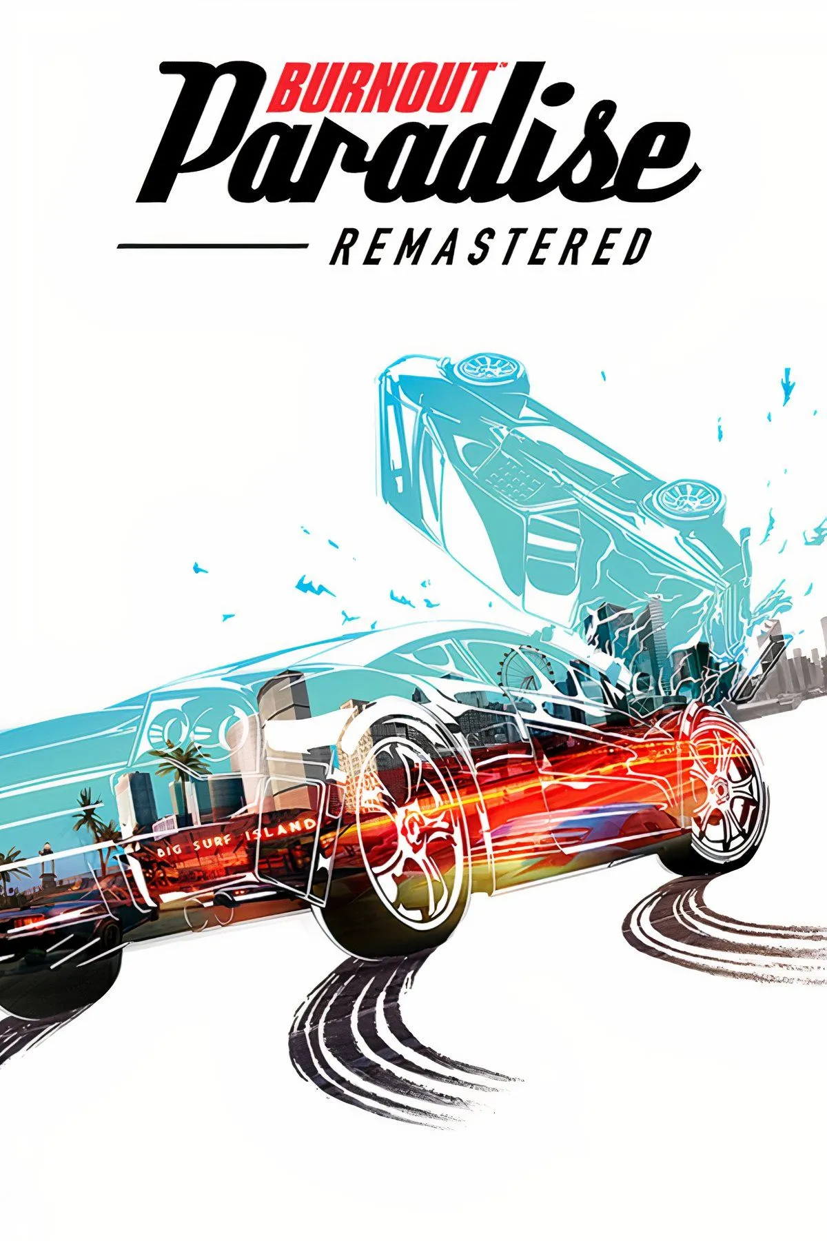 Cảnh game Burnout Paradise Remastered với hiệu ứng va chạm ấn tượng