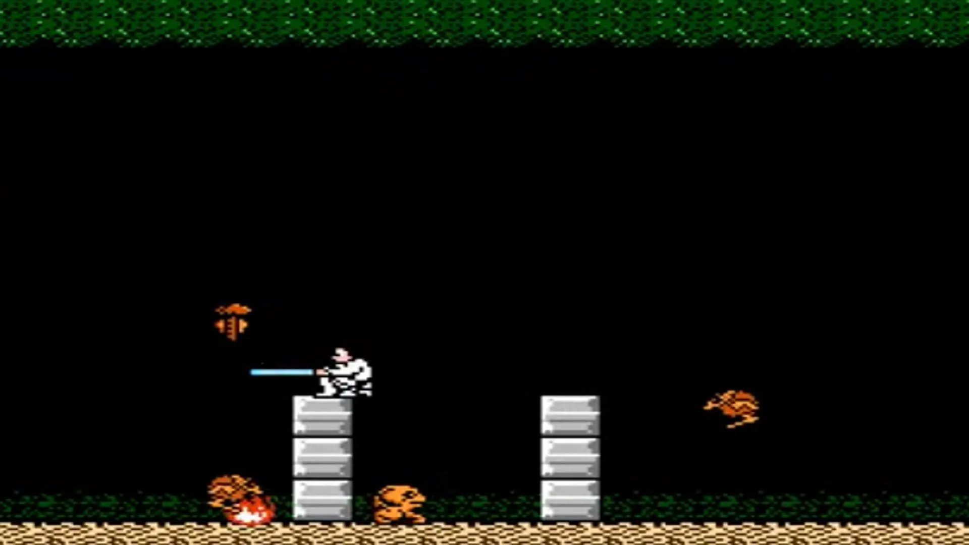 Cảnh gameplay từ tựa game Star Wars trên NES, minh họa sự đơn điệu của thể loại hành động đi cảnh 2D