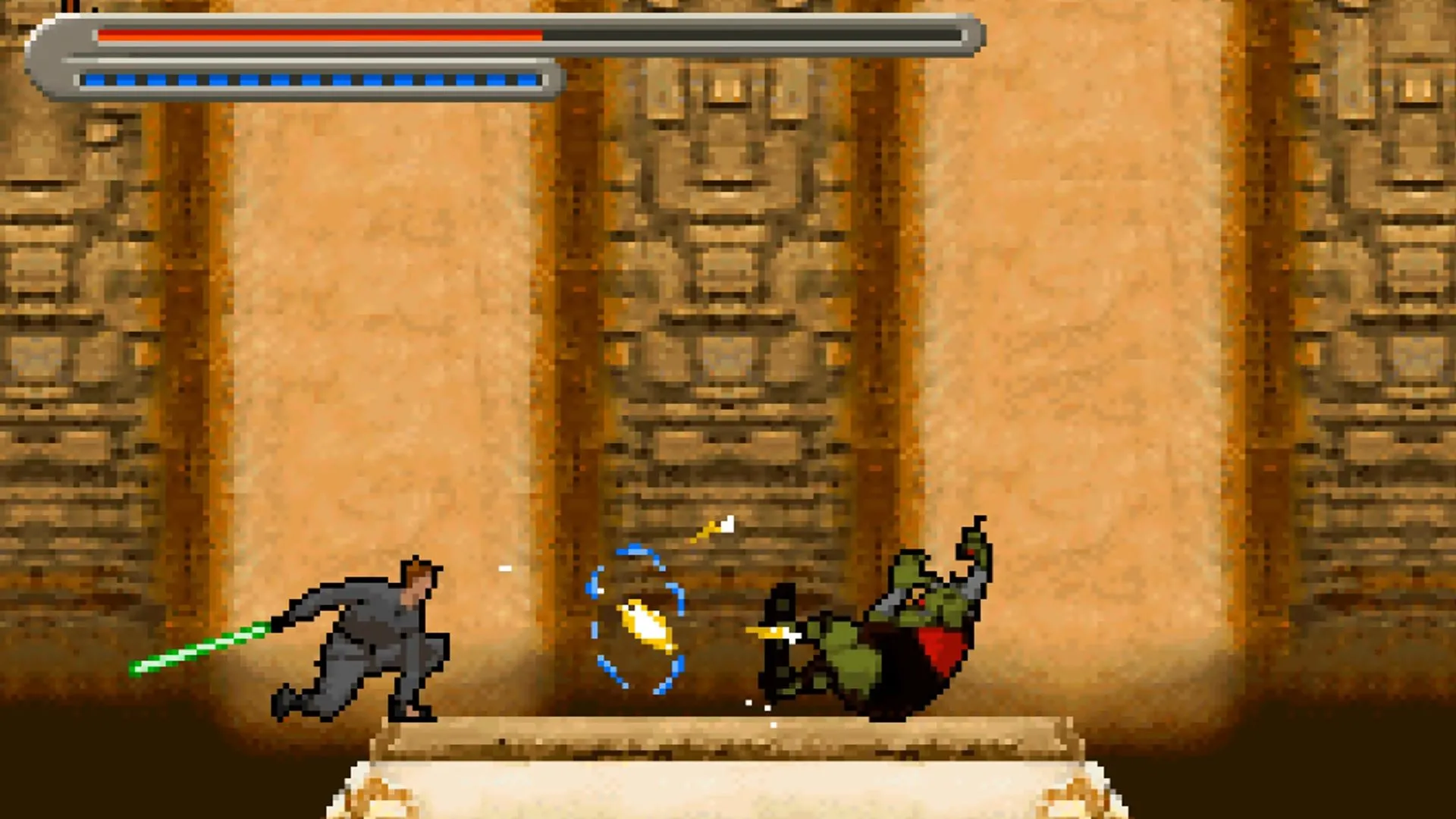 Cảnh hành động sáng tạo trong game Star Wars Trilogy: Apprentice of the Force trên GBA, thể hiện lối chơi độc đáo