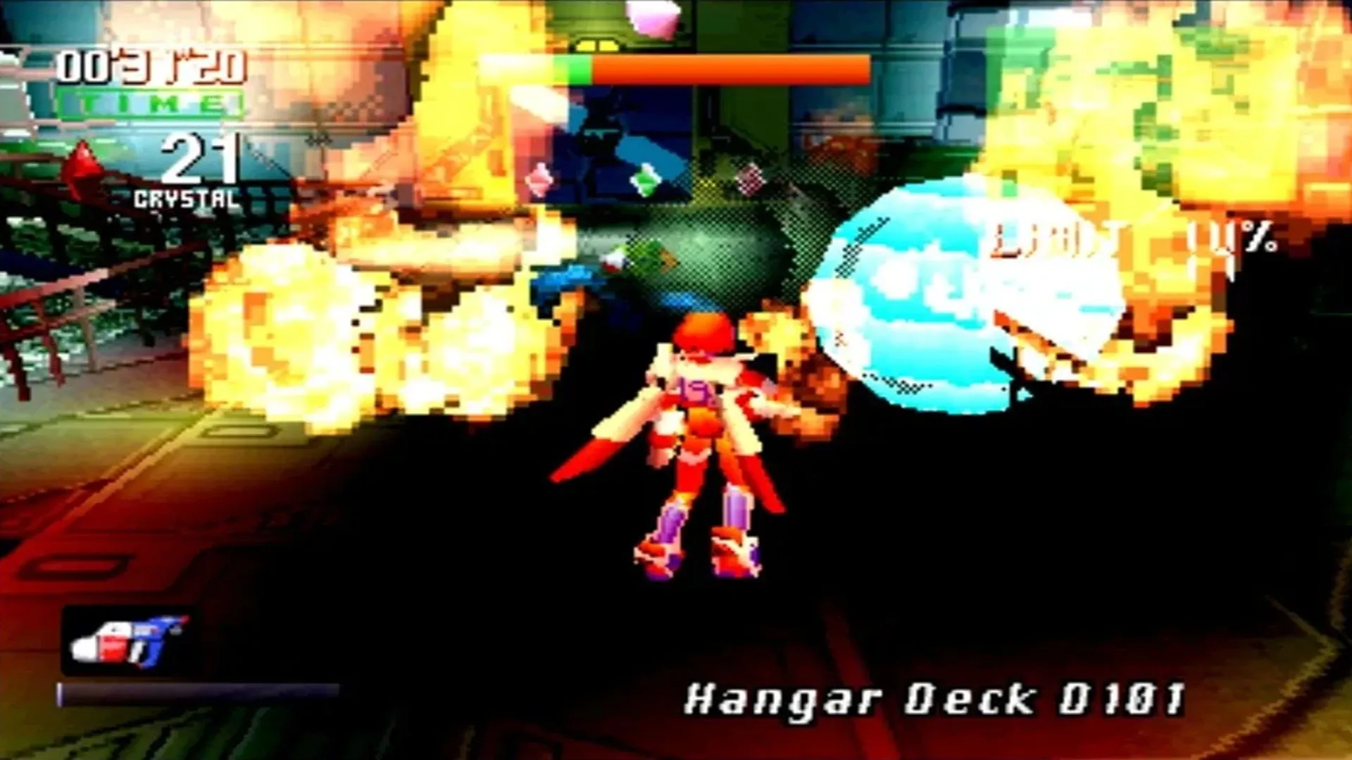 Cảnh hành động trong game Burning Rangers của Sonic Team trên Sega Saturn