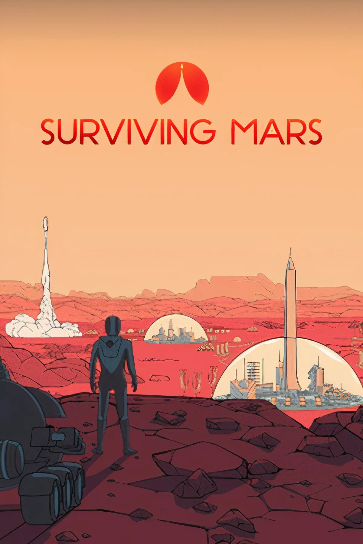 Cảnh quan thuộc địa phát triển trên hành tinh Sao Hỏa trong game Surviving Mars