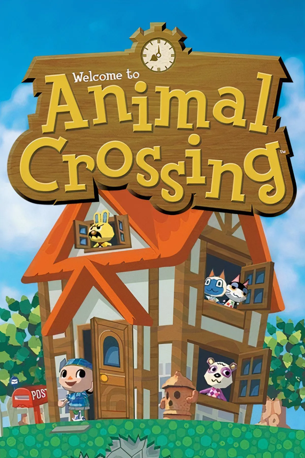 Cảnh trong game Animal Crossing với nhân vật chính và các loài vật