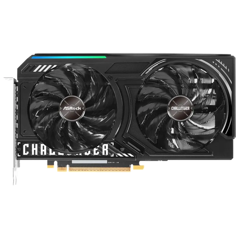Card đồ họa ASRock Arc B570 Challenger với thiết kế hiện đại và 2 quạt tản nhiệt