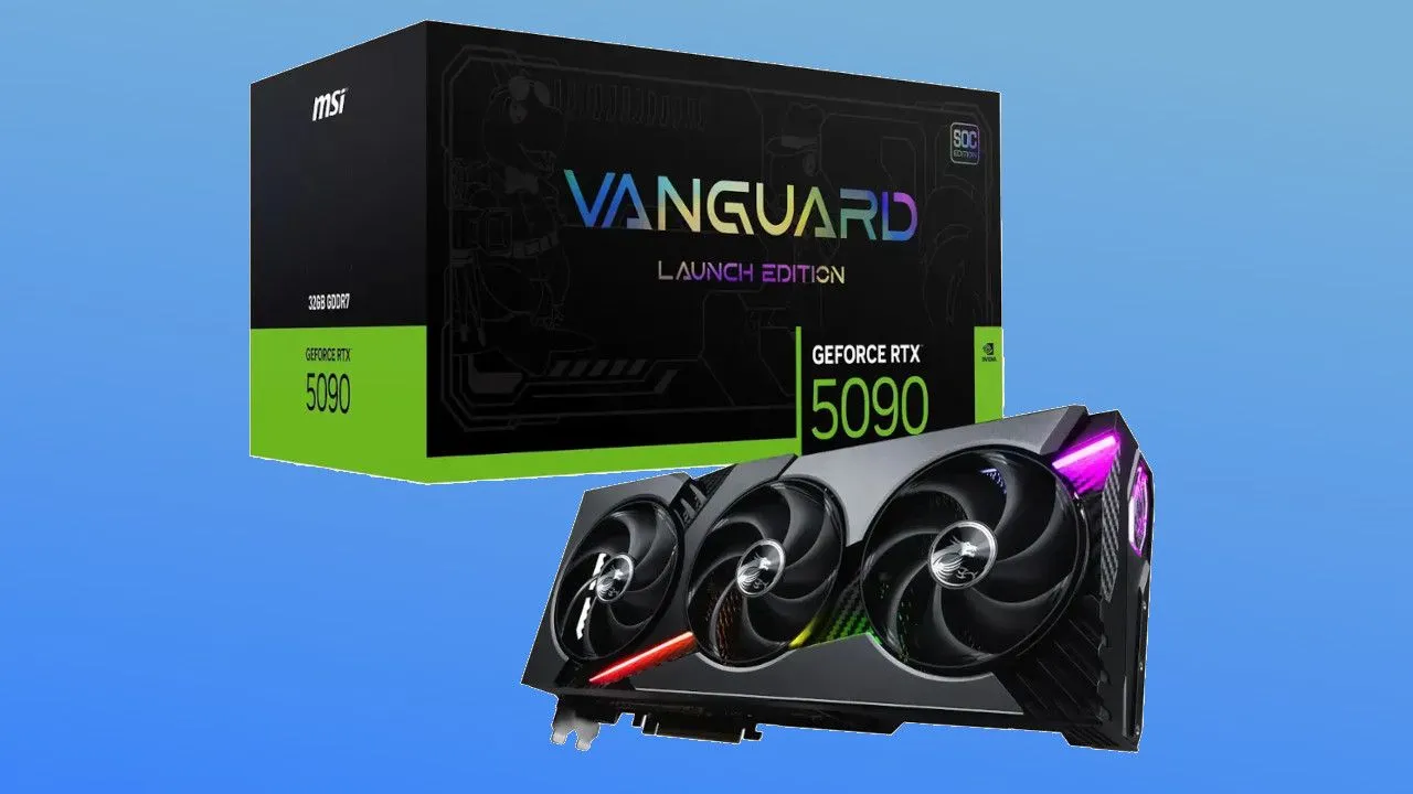 Card đồ họa MSI GeForce RTX 5090 VANGUARD, đại diện cho dòng card Nvidia RTX bị ảnh hưởng bởi lỗi driver