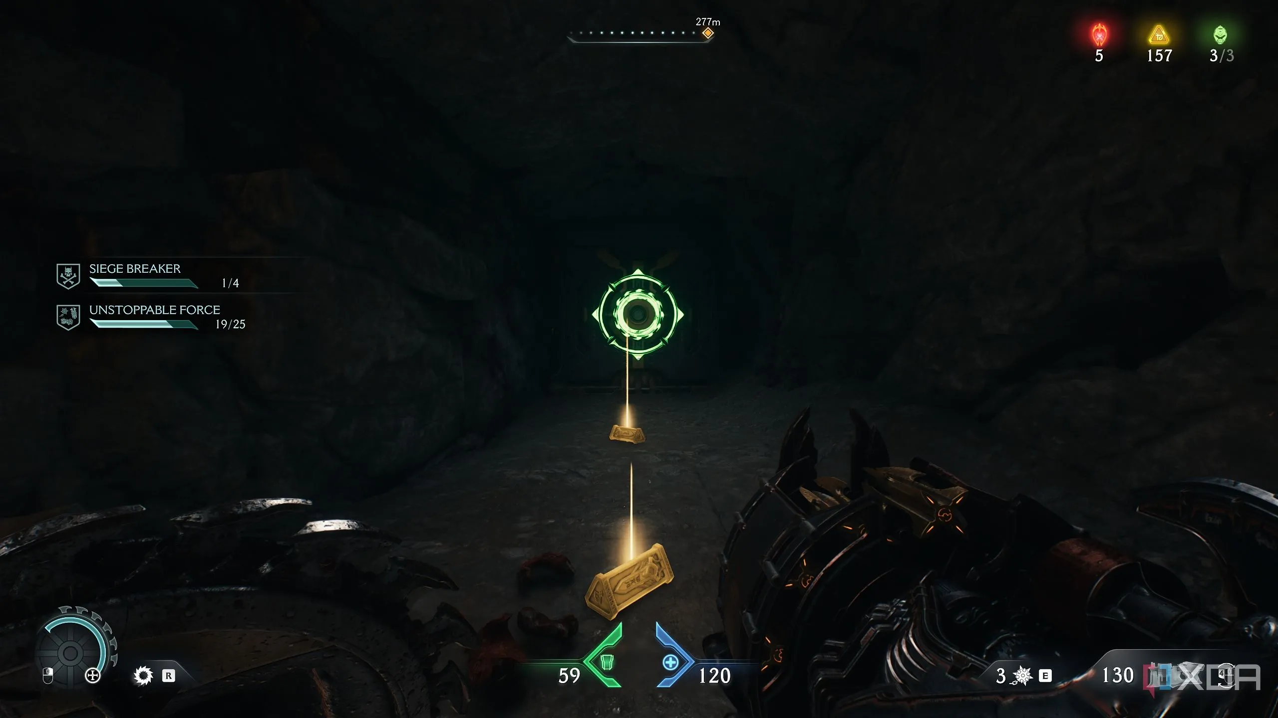 Chiếc hộp có biểu tượng Shield Charge cần di chuyển để trèo lên trong khu vực bí mật 3 Doom The Dark Ages