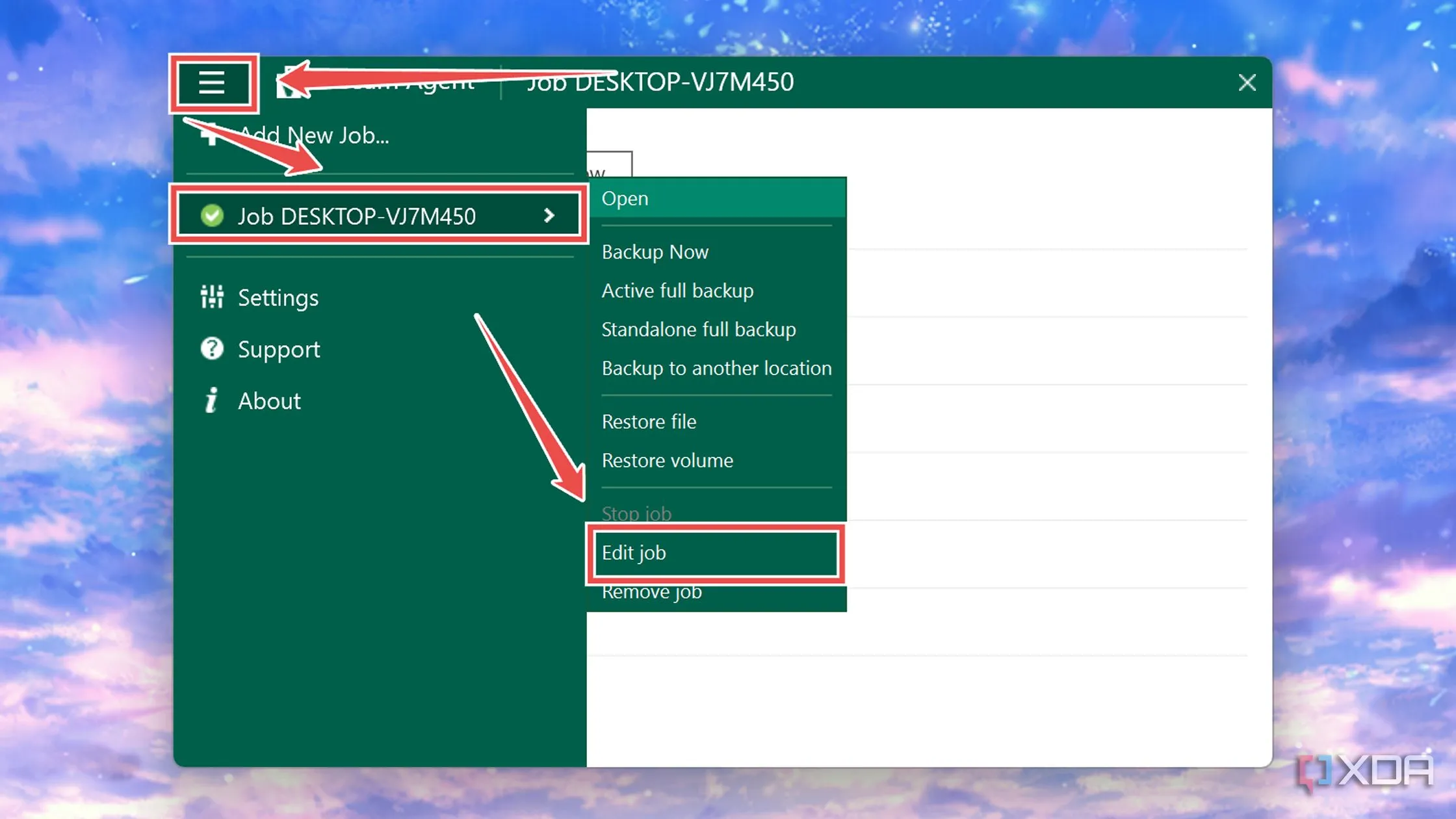 Chỉnh sửa Job sao lưu trong Veeam Backup Agent