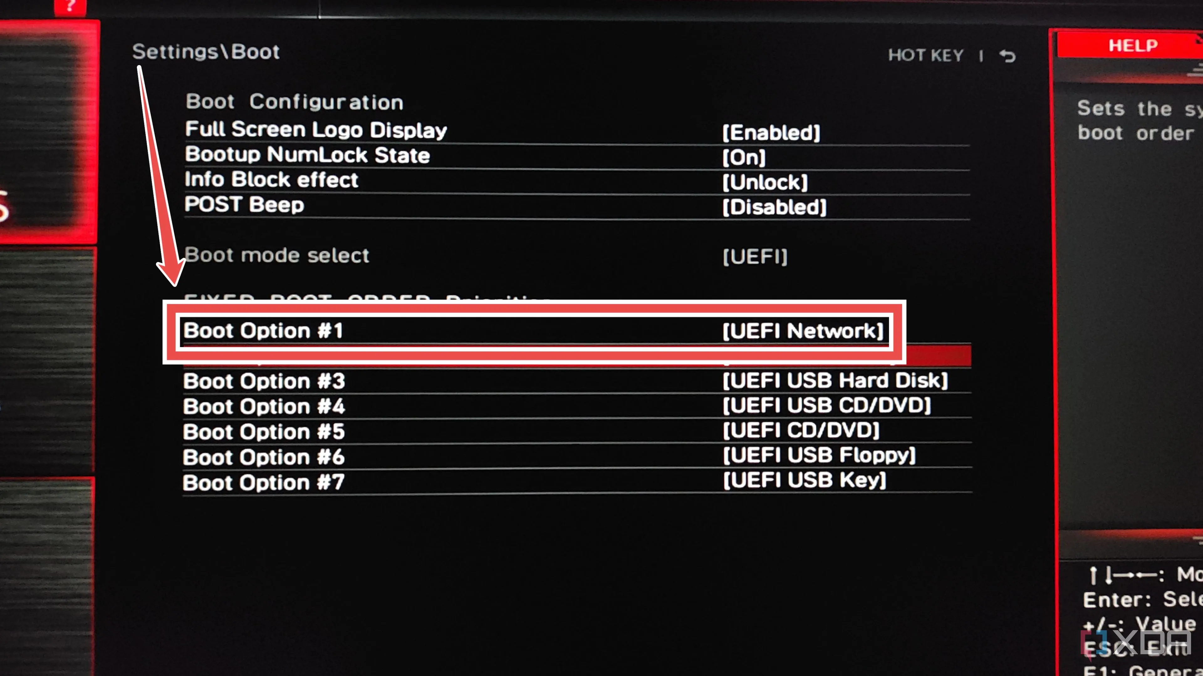 Chọn khởi động qua mạng (UEFI Network) trong BIOS, dành cho cài đặt qua máy chủ PXE.