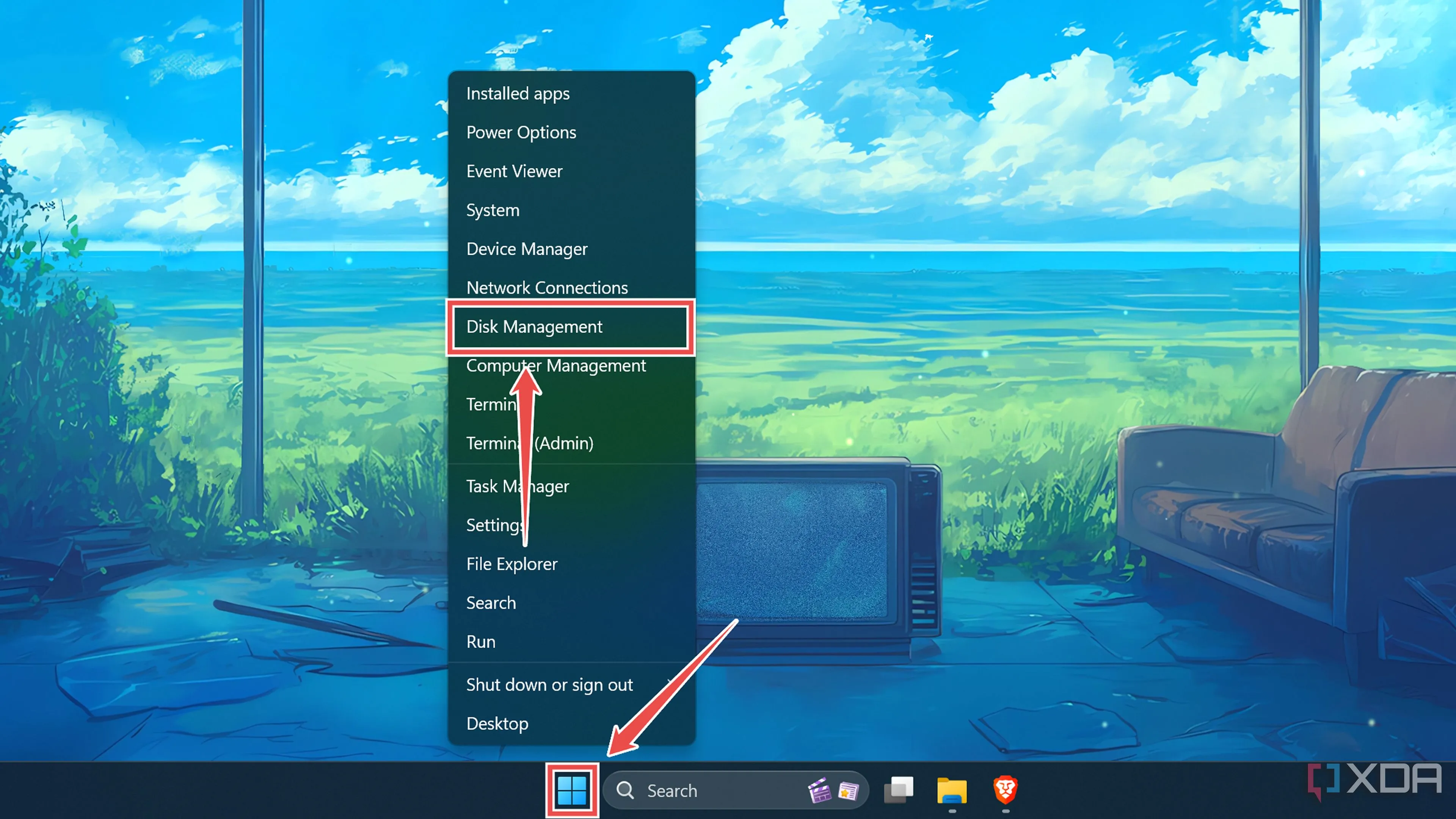 Chọn tùy chọn &quot;Disk Management&quot; (Quản lý Đĩa) trong menu chuột phải của nút Start trên Windows