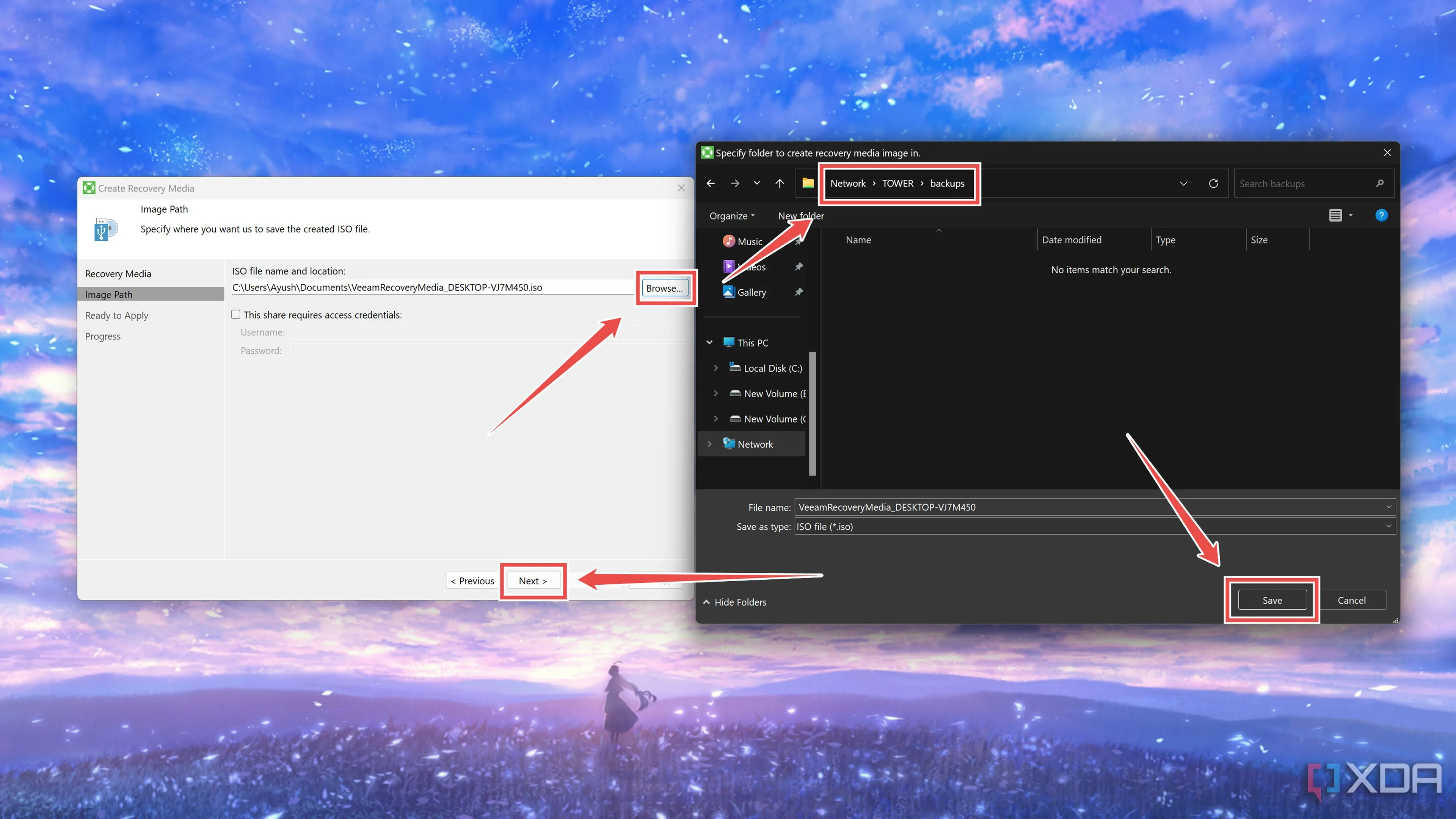 Chọn vị trí lưu trữ ảnh khôi phục của Veeam Backup