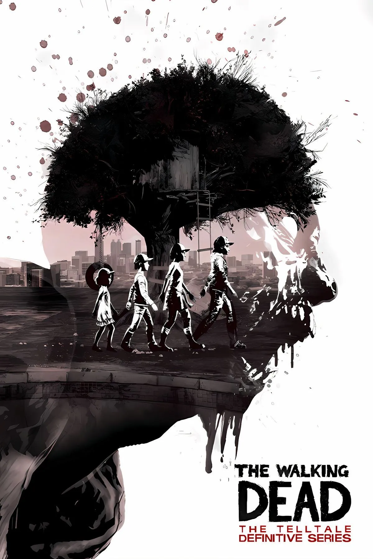 Clementine và Lee trong ảnh bìa game The Walking Dead Telltale Definitive Series