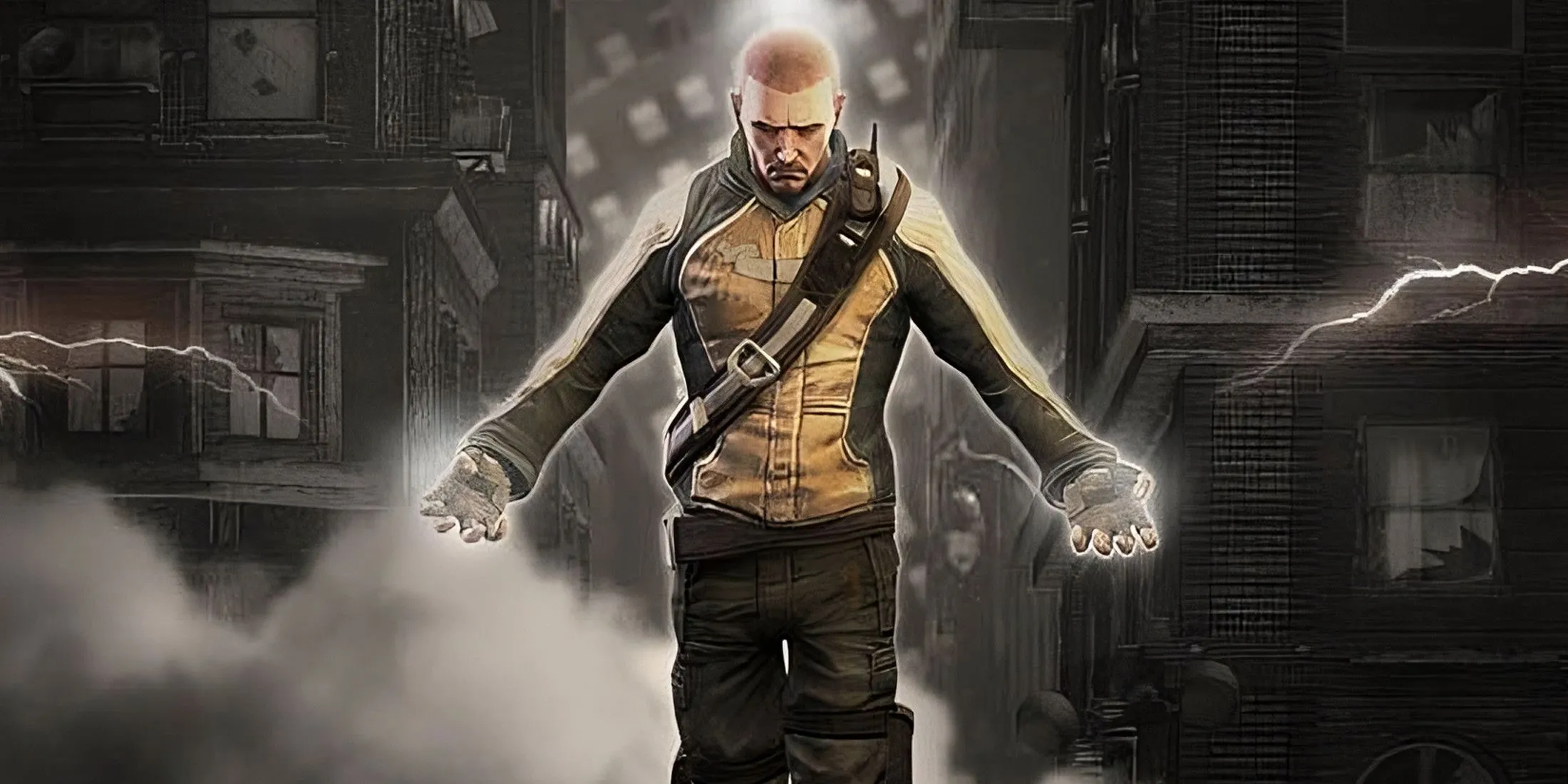 Cole McGrath, nhân vật chính của series Infamous, đang nạp điện