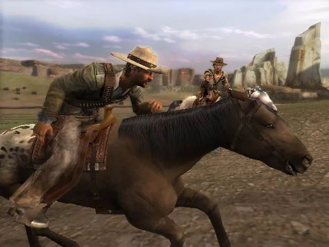 Colton truy đuổi thành viên quân kháng chiến trong một cảnh hành động của game Gun.