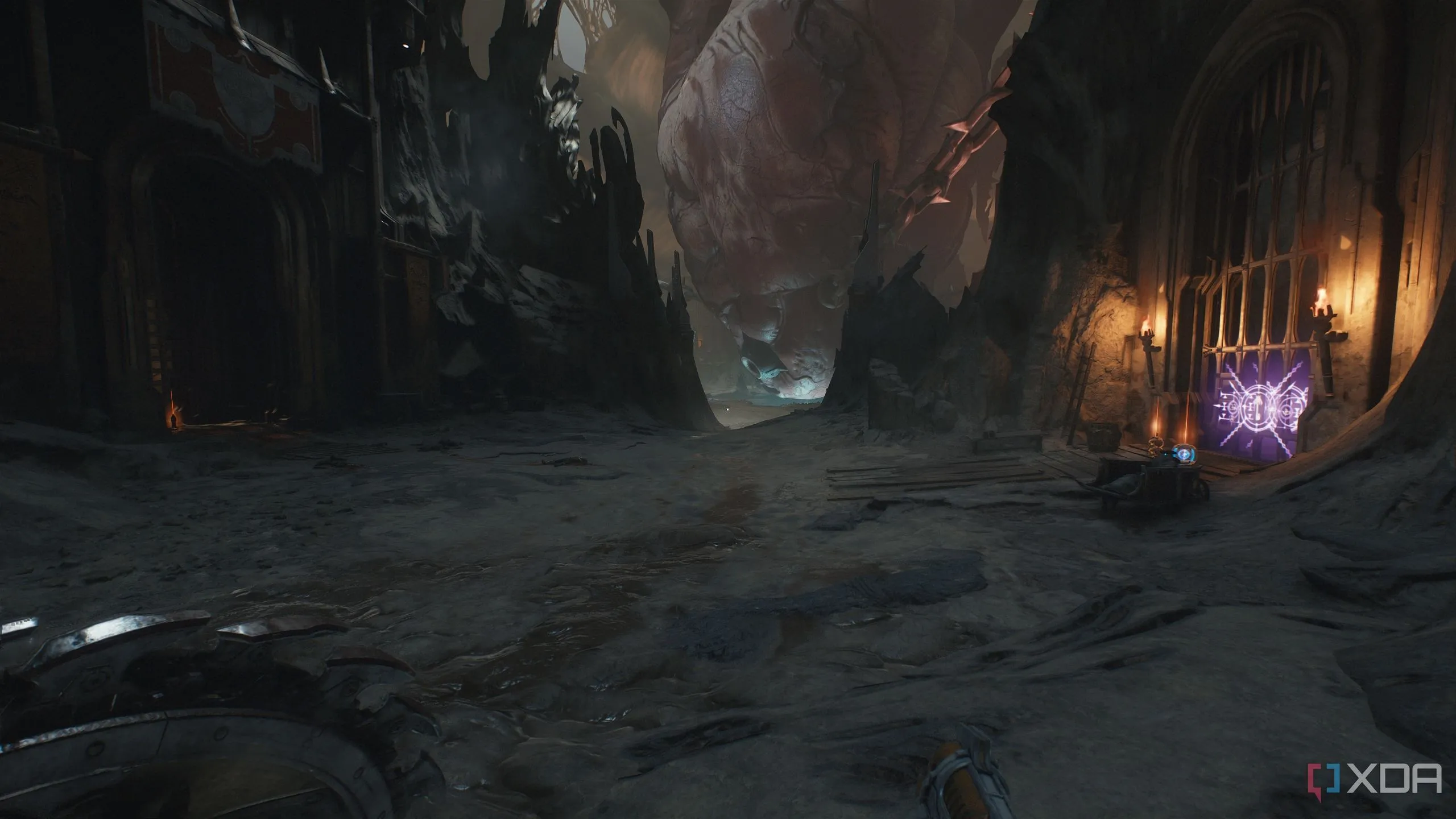 Cổng khóa màu tím trong Doom The Dark Ages cần thẻ để mở