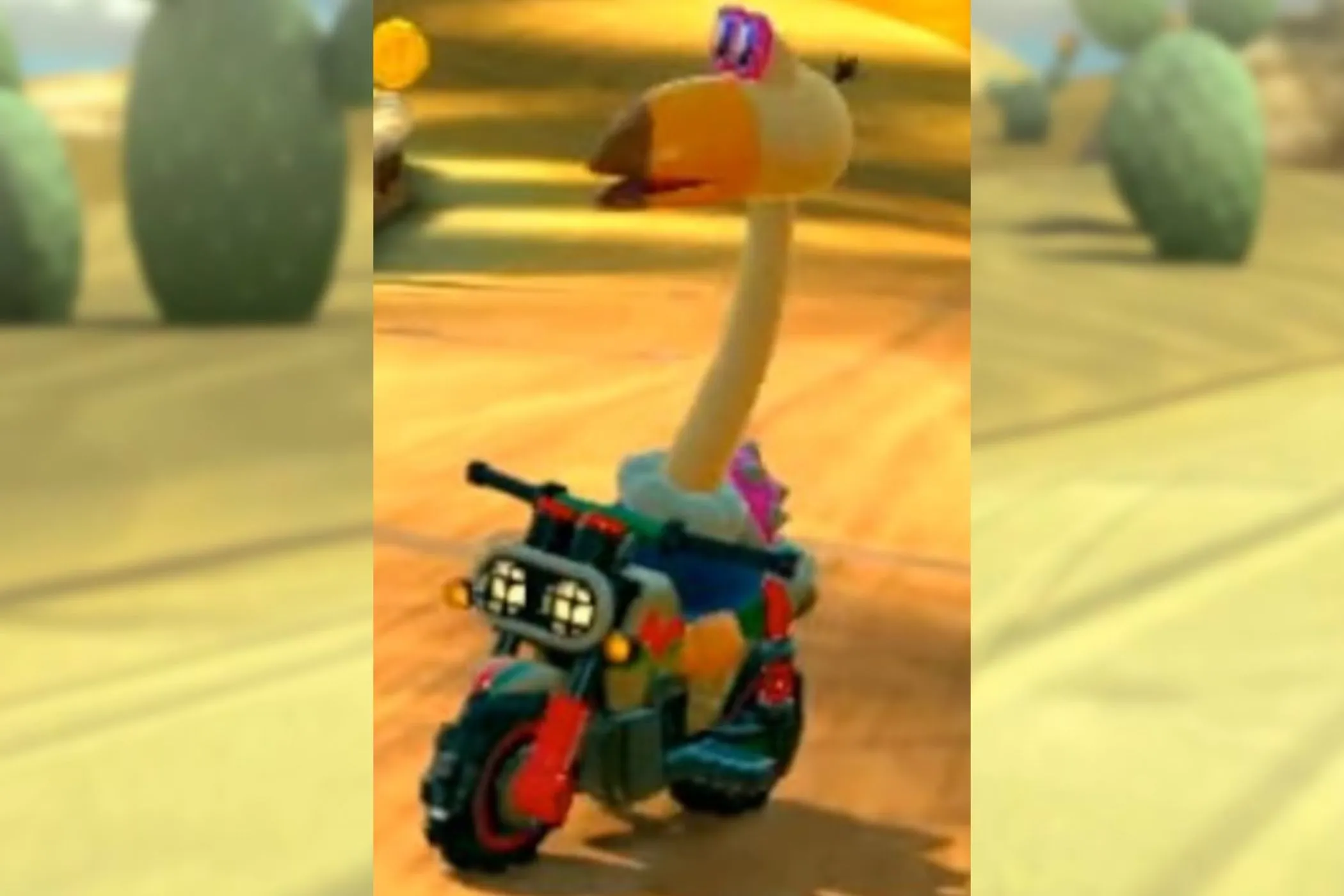 Conkdor lái xe trên đường đua sa mạc trong trailer Mario Kart World