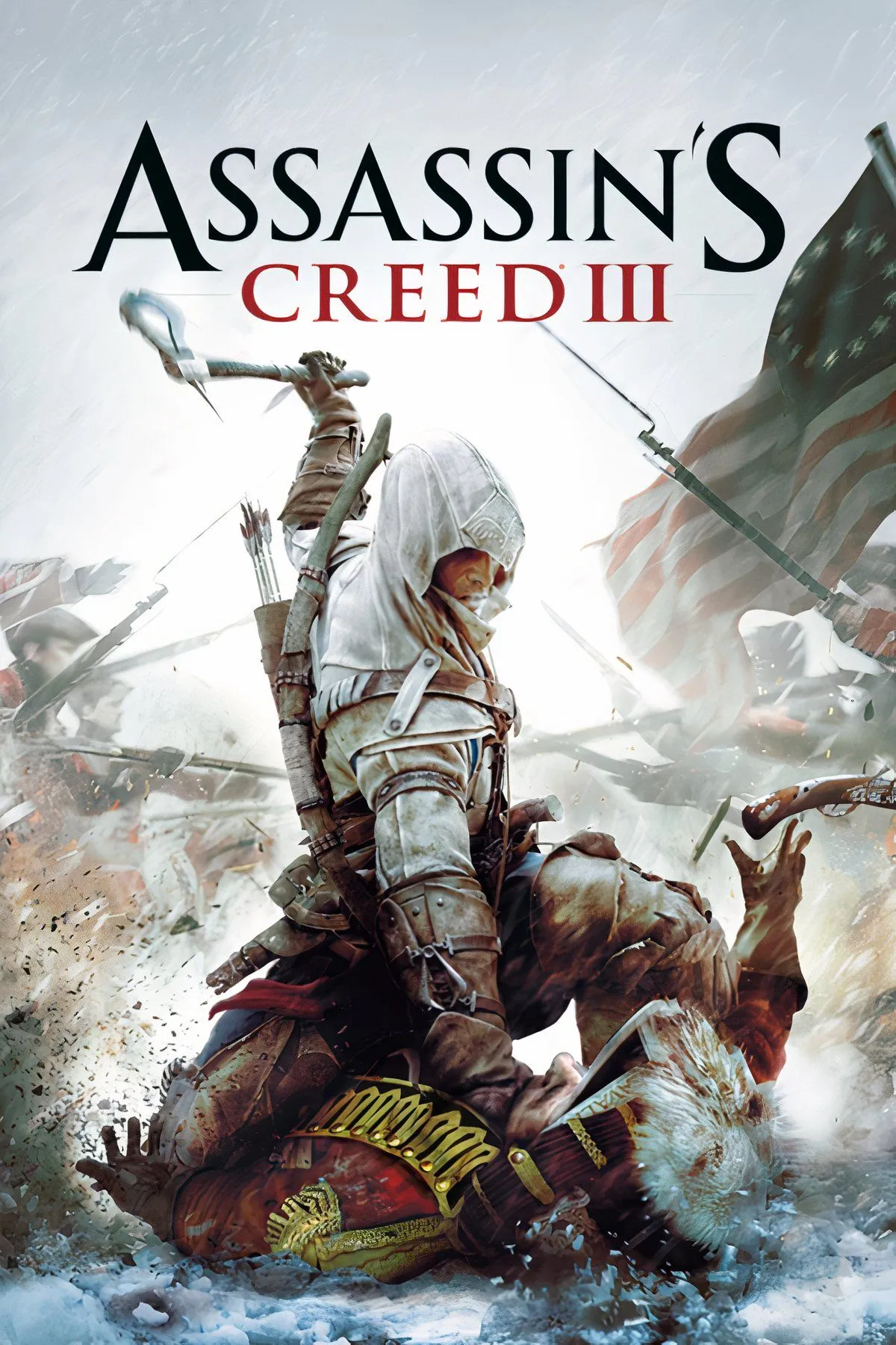 Connor từ Assassin's Creed III sử dụng rìu tomahawk trong chiến đấu tàn bạo, thể hiện hệ thống combat đỉnh cao của game