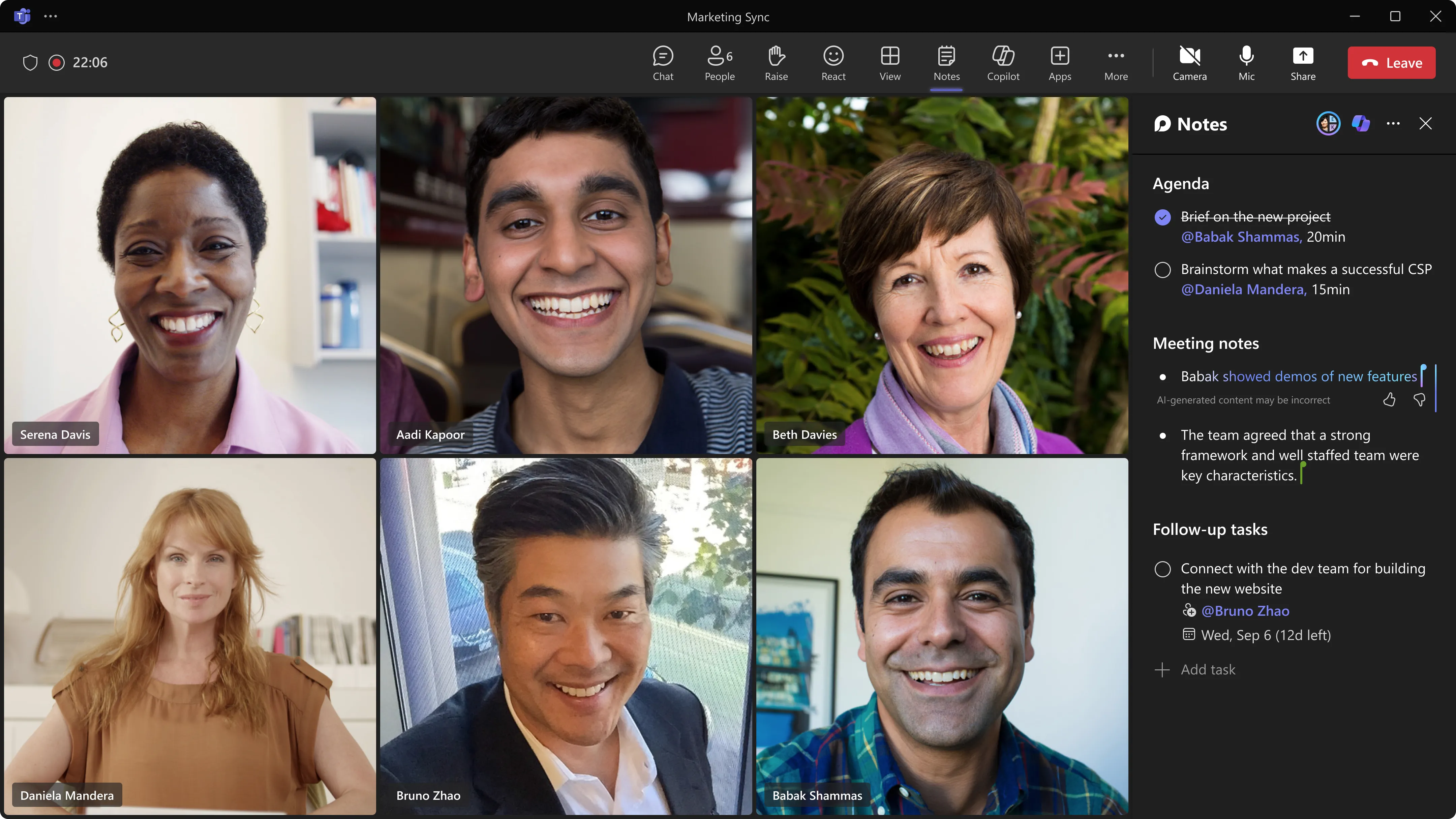 Copilot AI tự động ghi chú trong các cuộc họp Microsoft Teams, hỗ trợ tóm tắt thông minh.
