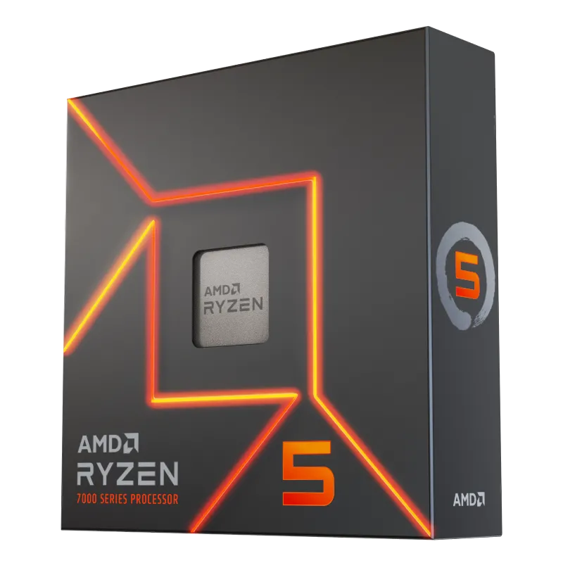 CPU AMD Ryzen 5 trên nền trong suốt, biểu tượng hiệu năng gaming