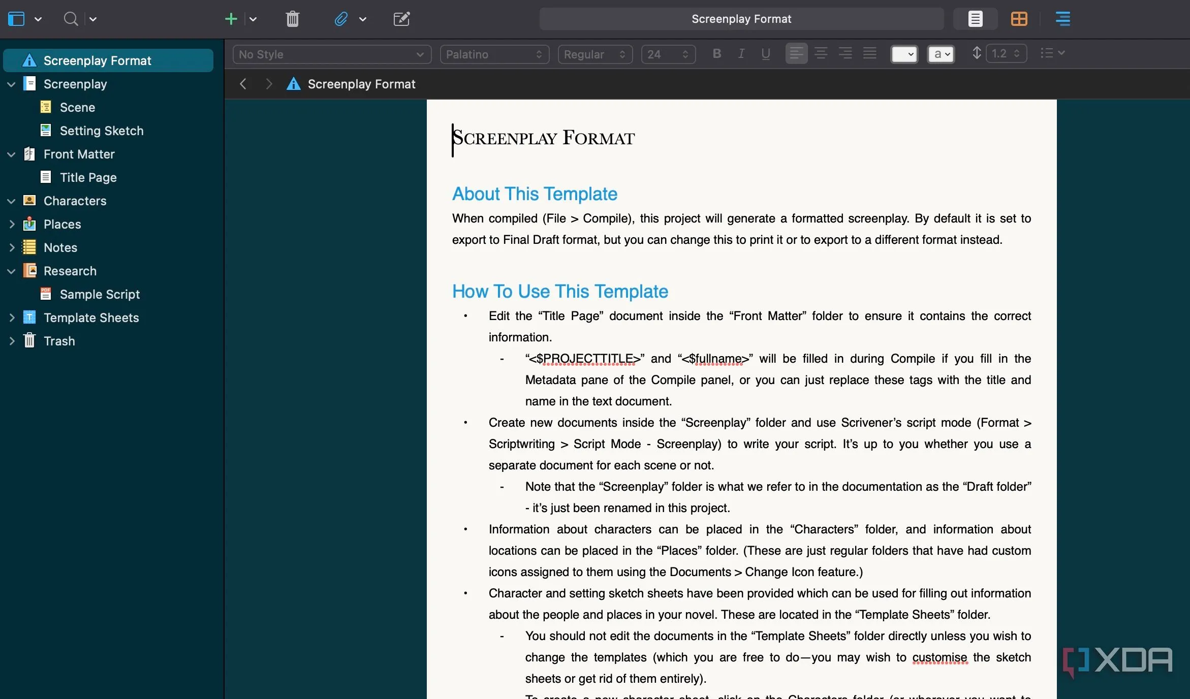 Cửa hàng giao diện của Scrivener với nhiều tùy chọn cá nhân hóa