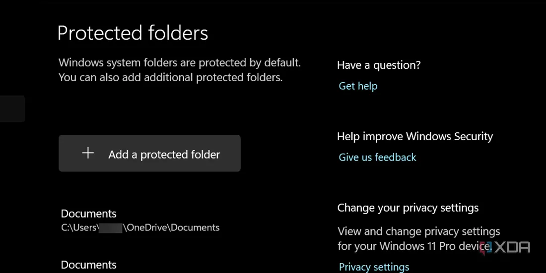 Cửa sổ &quot;Thêm thư mục được bảo vệ&quot; trong Controlled Folder Access để chọn thư mục từ ổ đĩa cục bộ