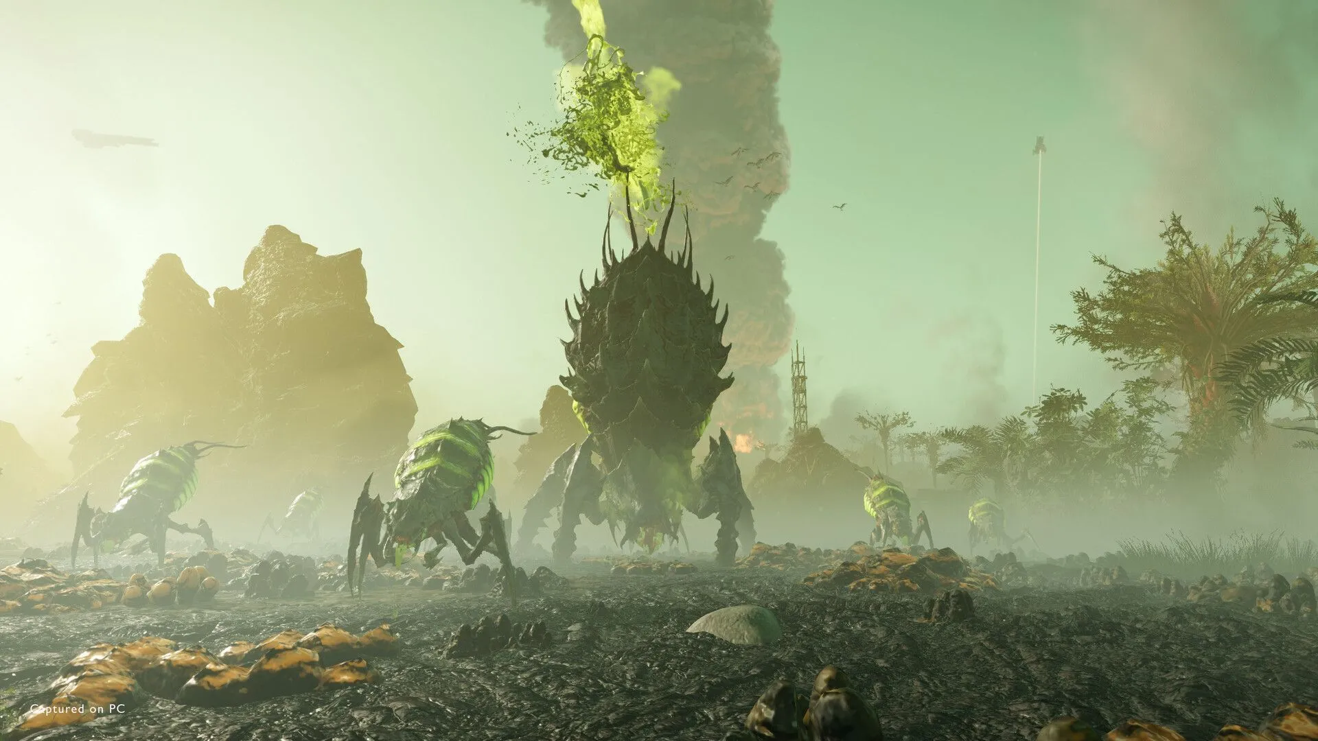 Đám kẻ thù côn trùng trong Helldivers 2 đang lao tới, cho thấy sự đa dạng và thách thức của kẻ địch.