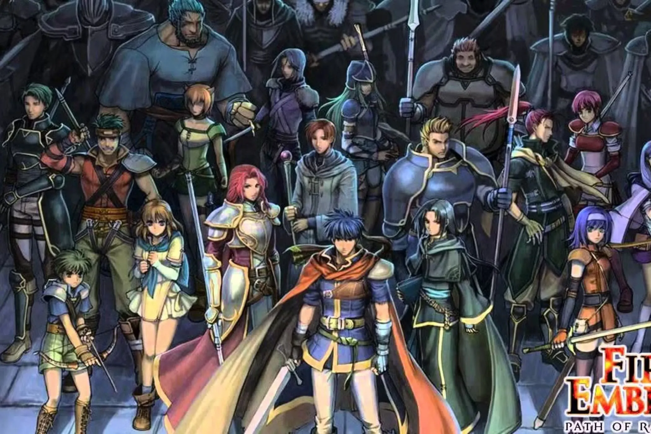 Dàn nhân vật chính trong Fire Emblem: Path of Radiance, một tựa game chiến thuật RPG trên GameCube